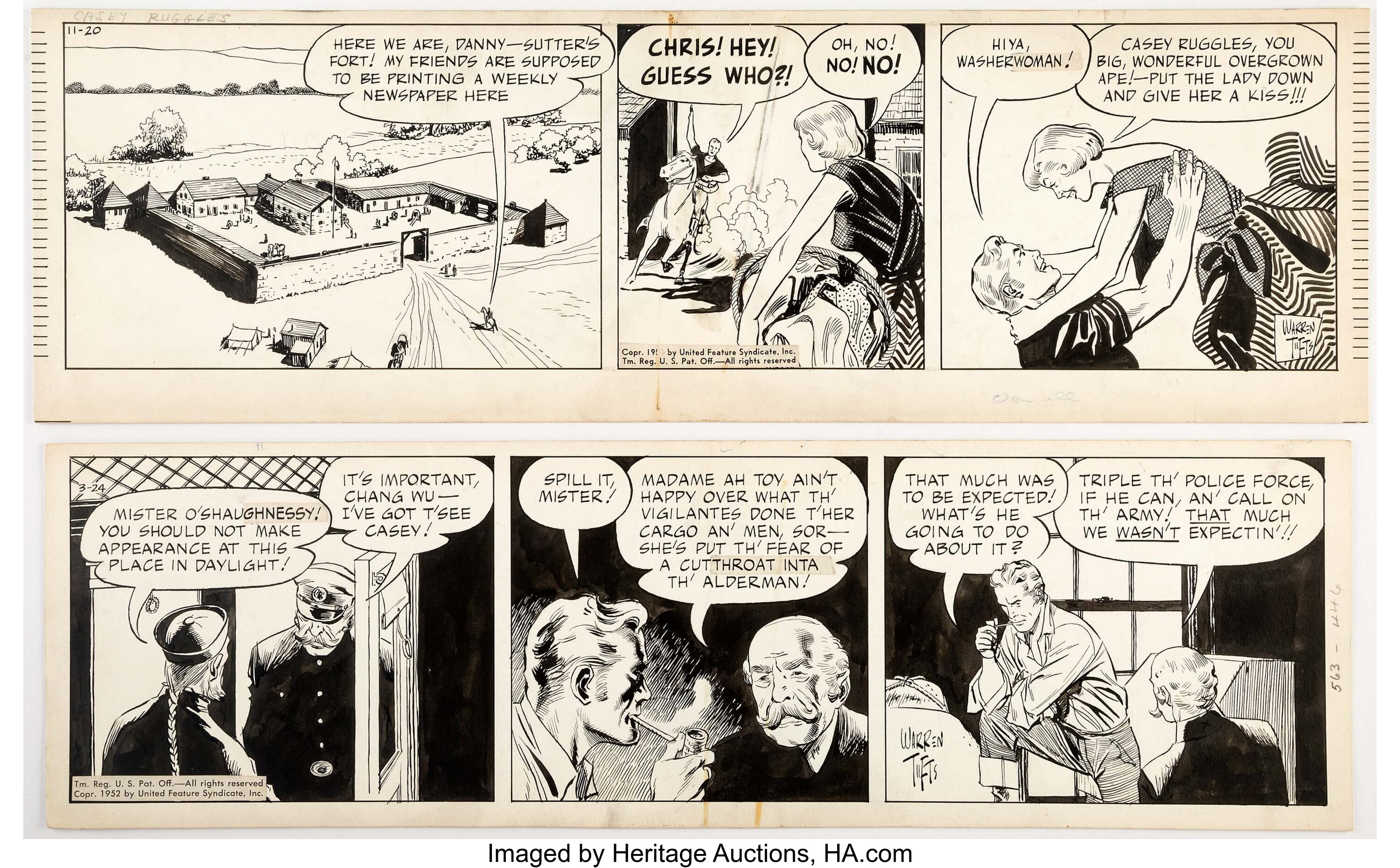 Warren Tufts Casey Ruggles Daily Comic Strip Original Art Group of ...