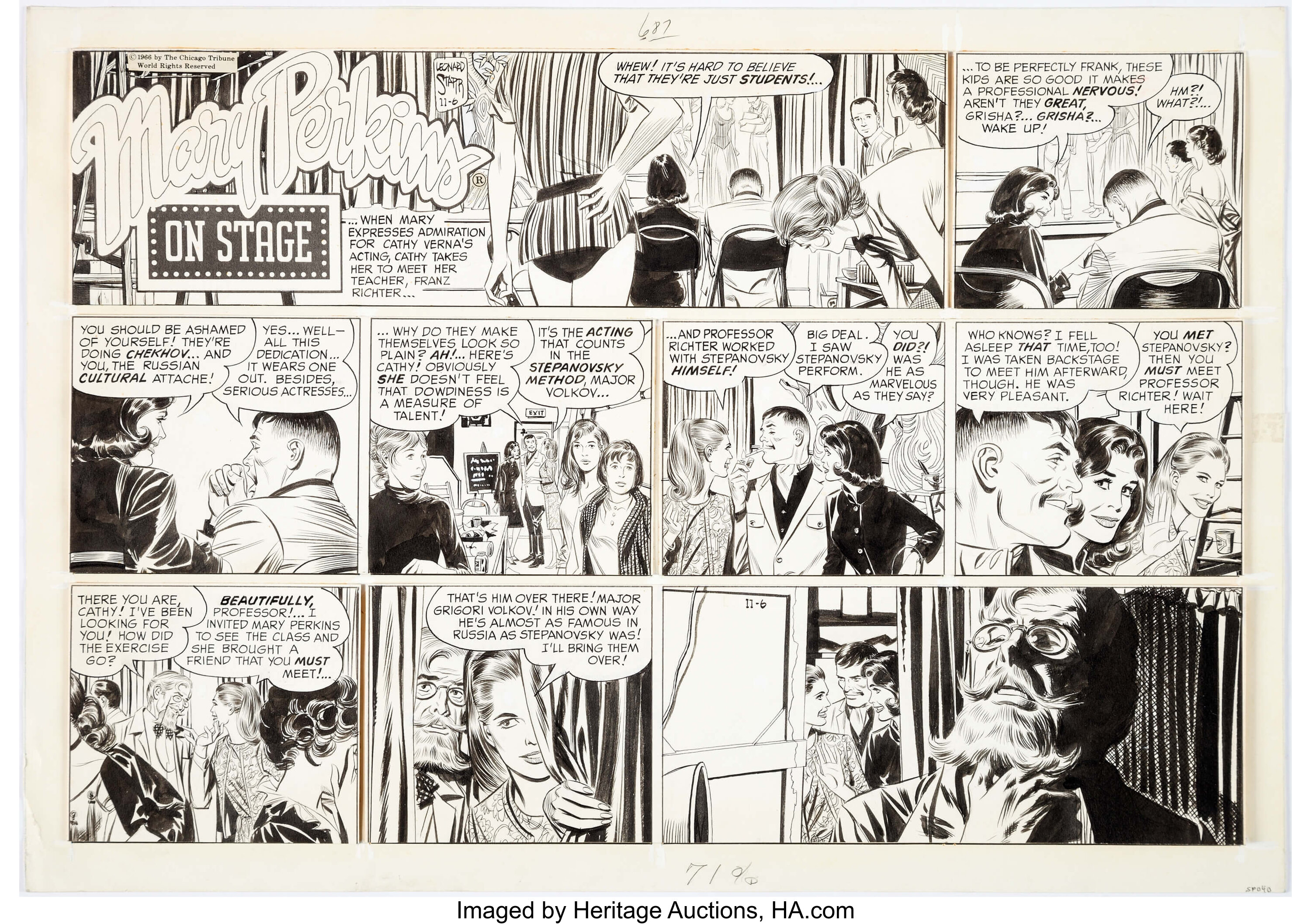 Leonard Starr Mary Perkins On Stage Sunday Comic Strip Original Art ...