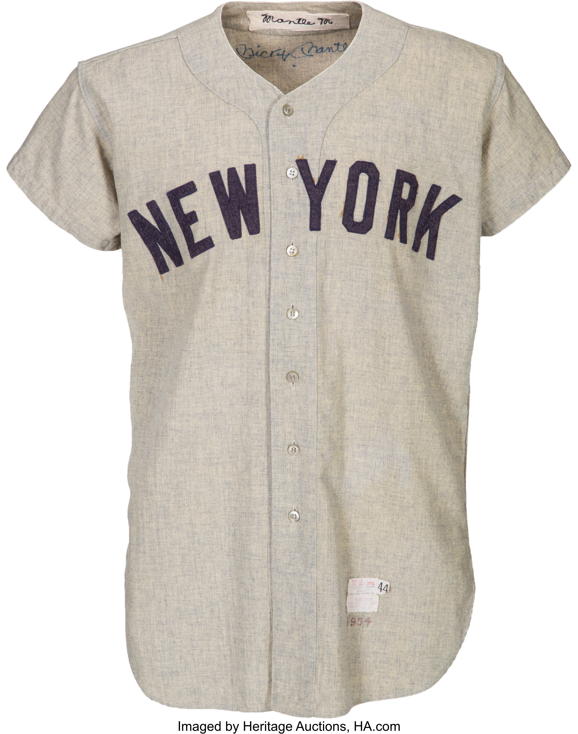 1954 Mickey Mantle Game Worn New York Yankees Jersey, MEARS A9