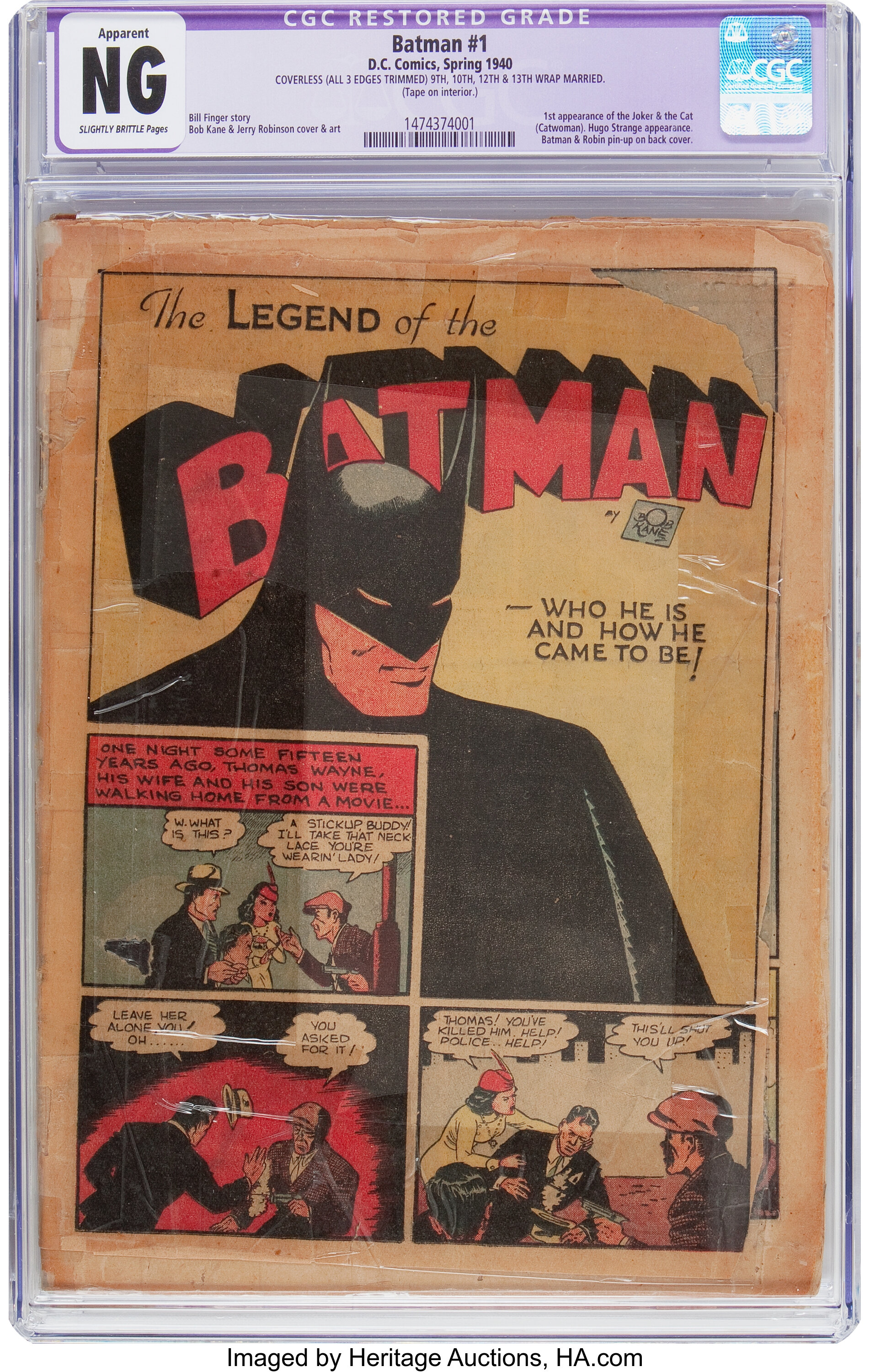 Batman #1 Coverless, Trimmed, Married (DC, 1940) CGC No Grade | Lot #91047  | Heritage Auctions