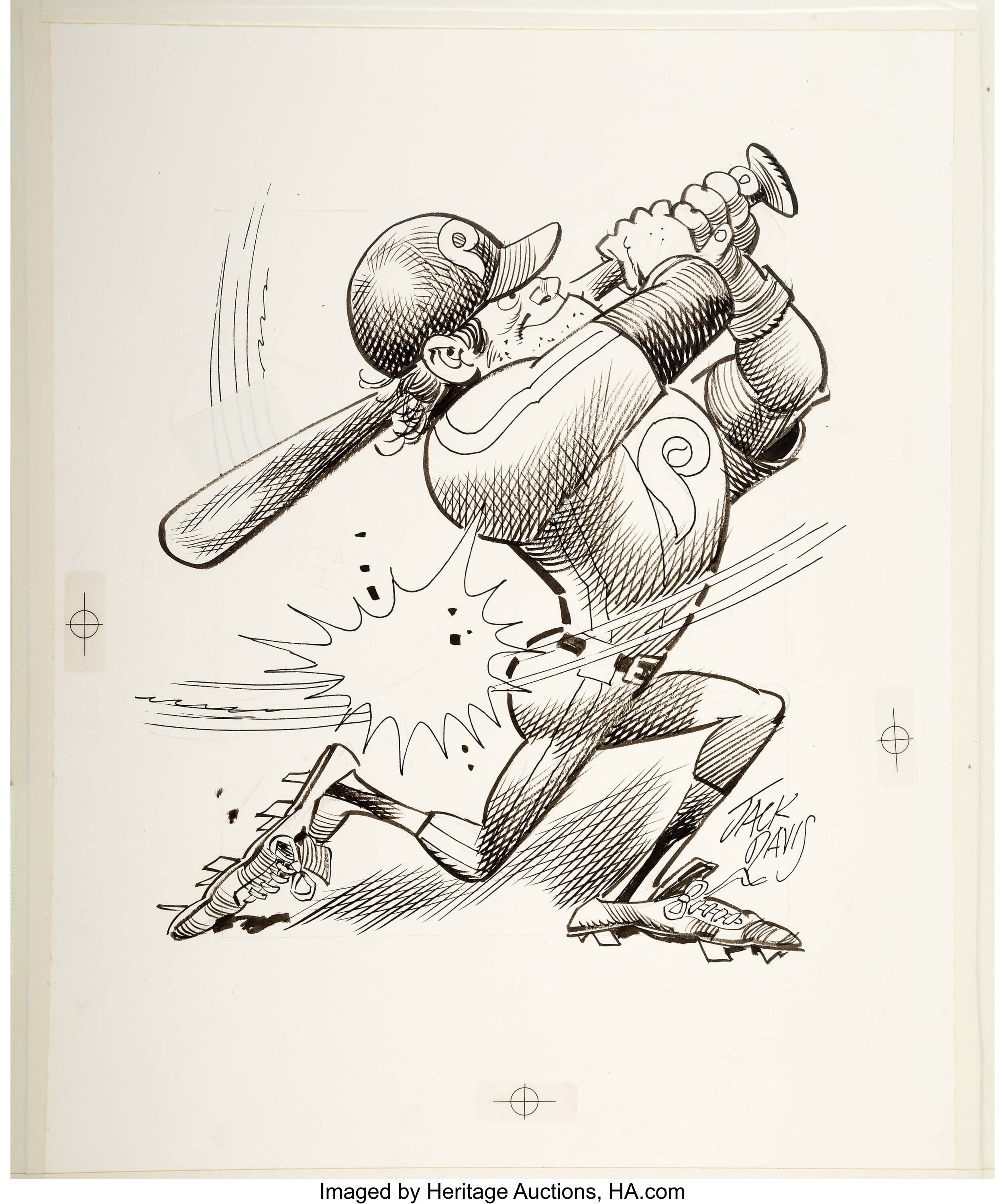 Jack Davis Atlanta Braves Baseball Illustration Original Art (Hot