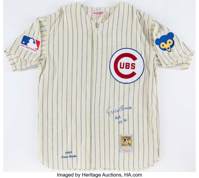 Ernie Banks Chicago Cubs Autographed & Inscribed Mitchell & Ness