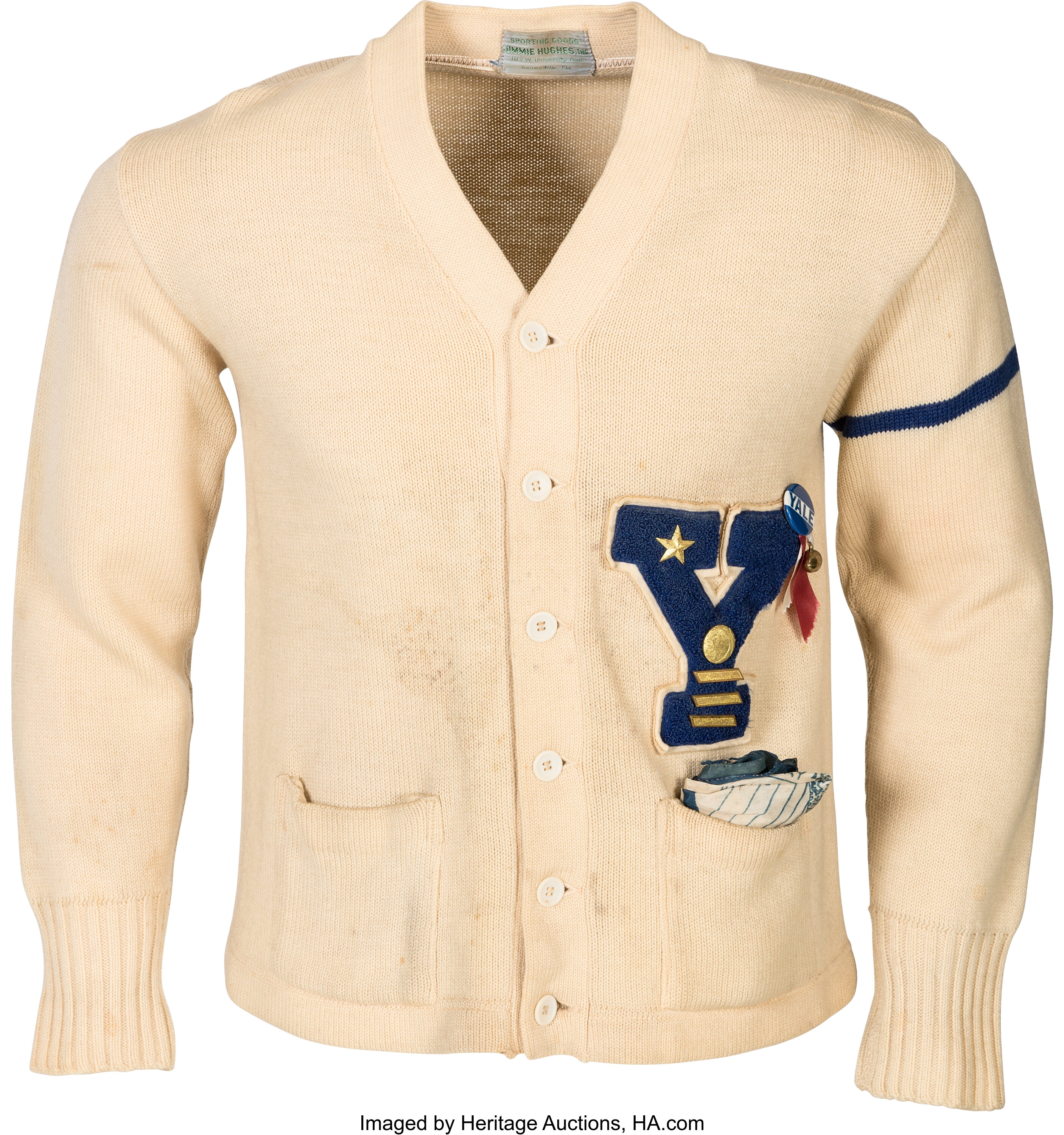 Early 1950's Yale Letterman's Sweater with Captain's Stripe