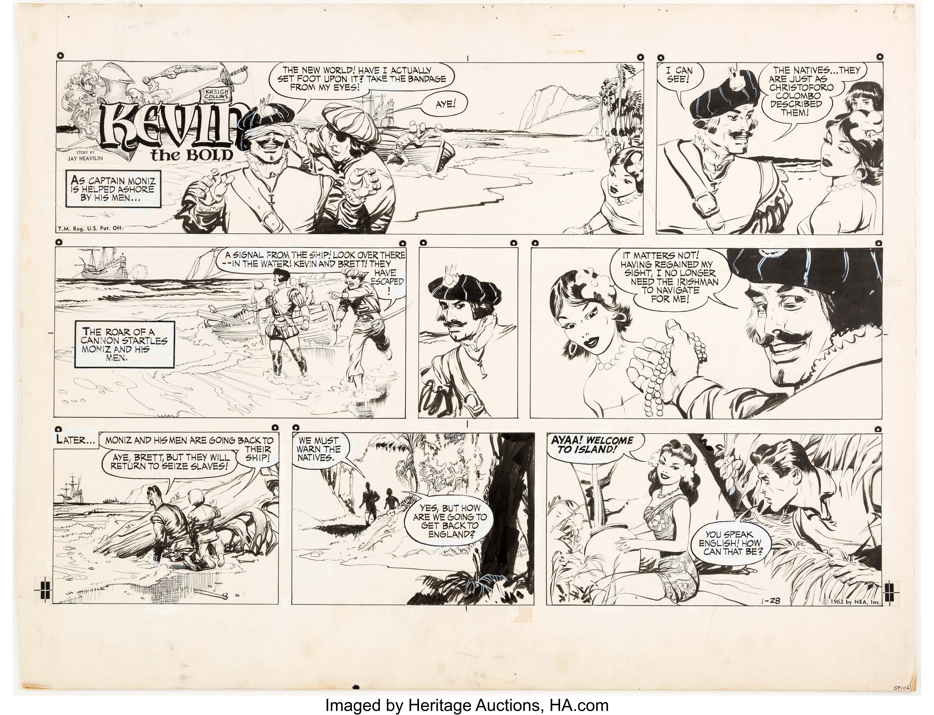 Kreigh Collins Kevin the Bold Sunday Comic Strip Original Art dated ...