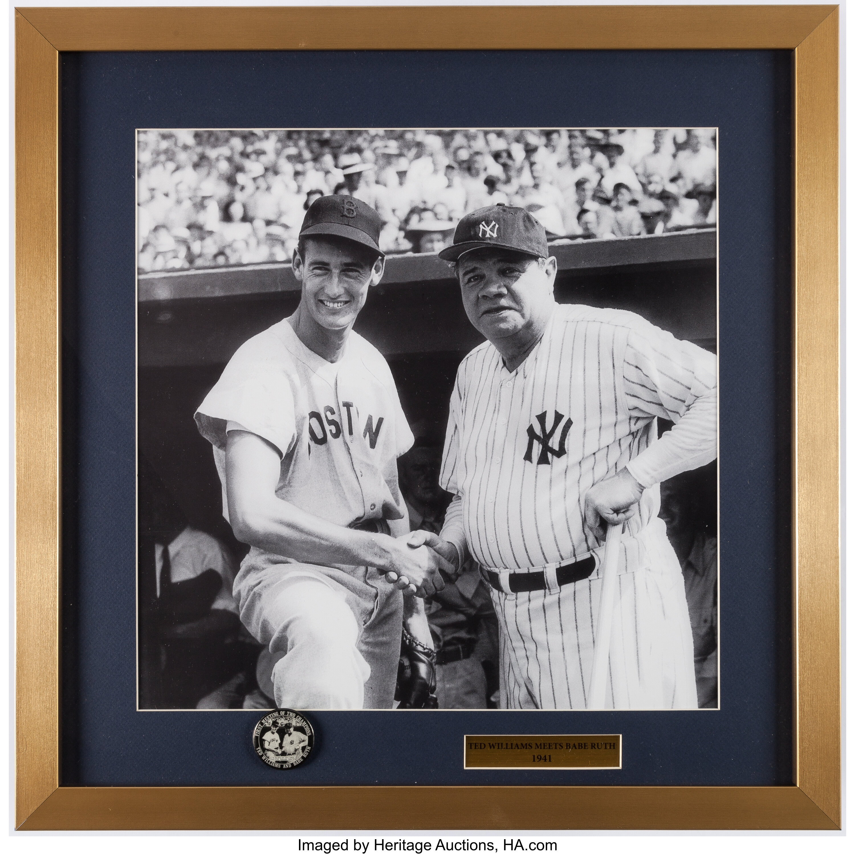 Lot Detail - Ted Williams Signed Framed Photo with Babe Ruth