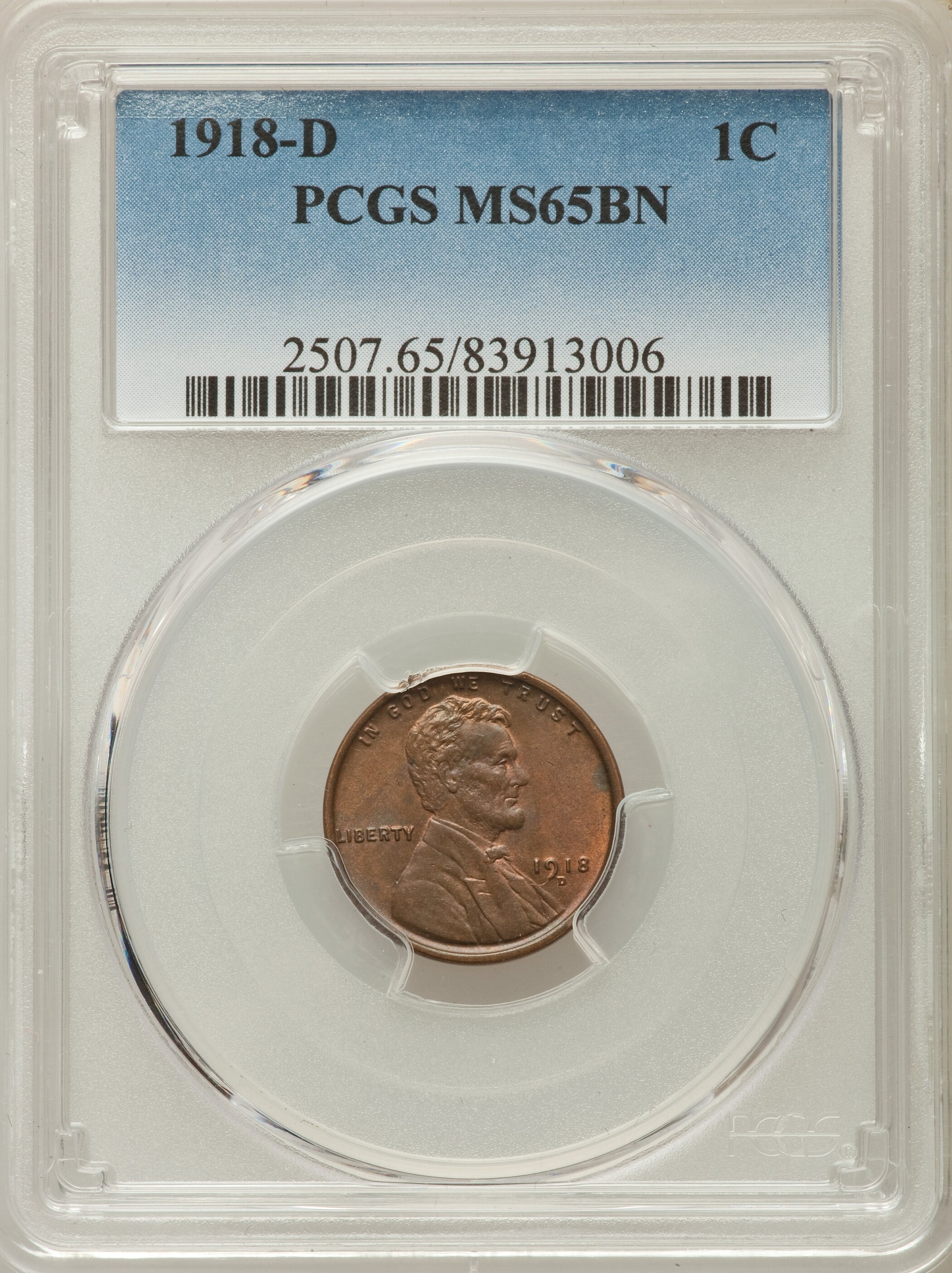 1 cent 1918 Brown PCGS MS-65