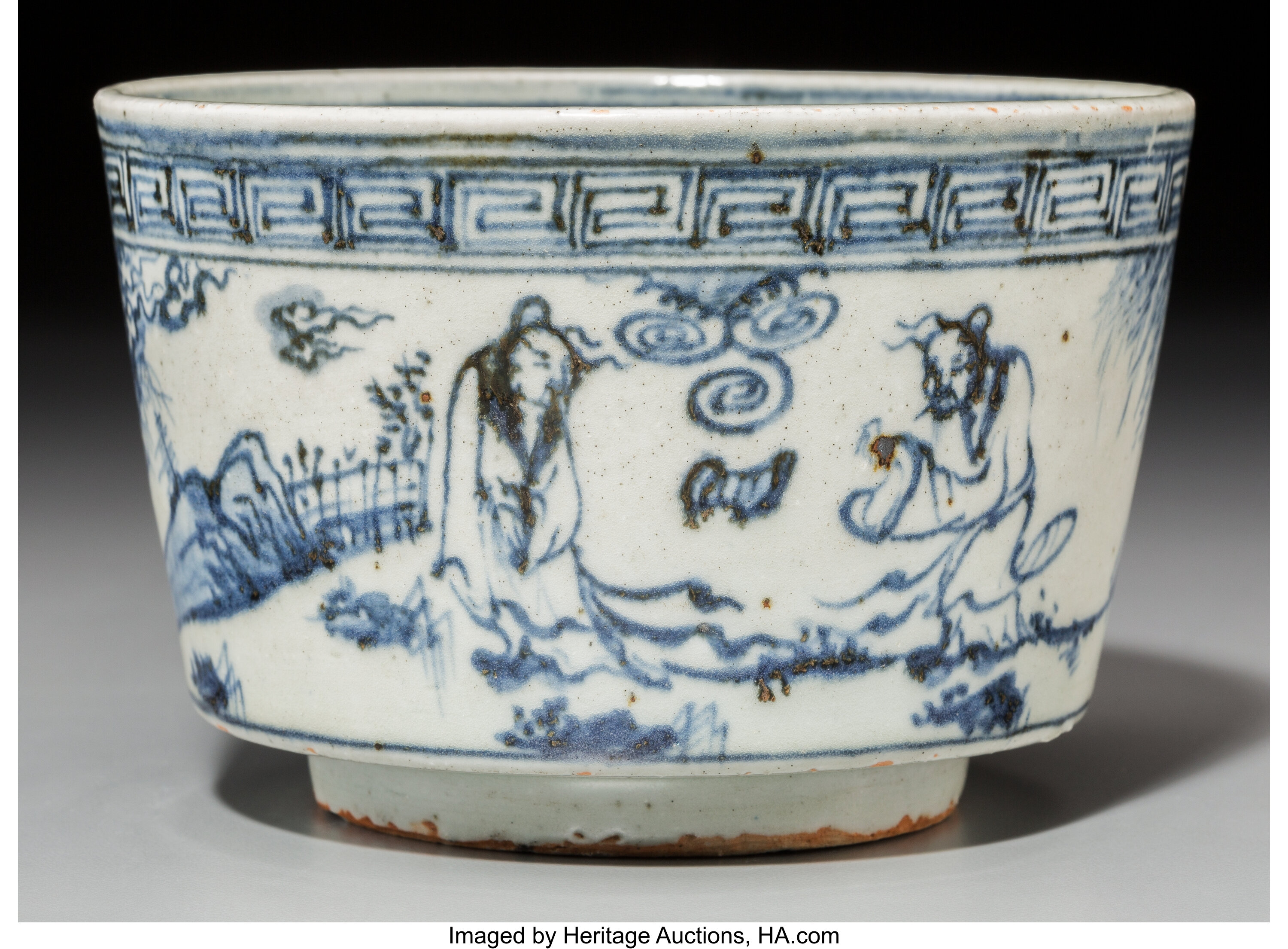 A Chinese Blue and White Porcelain Bowl, late Ming Dynasty. Marks