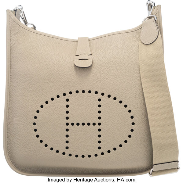 Hermes Sage Clemence Leather Evelyne III GM Bag with Palladium, Lot #58075