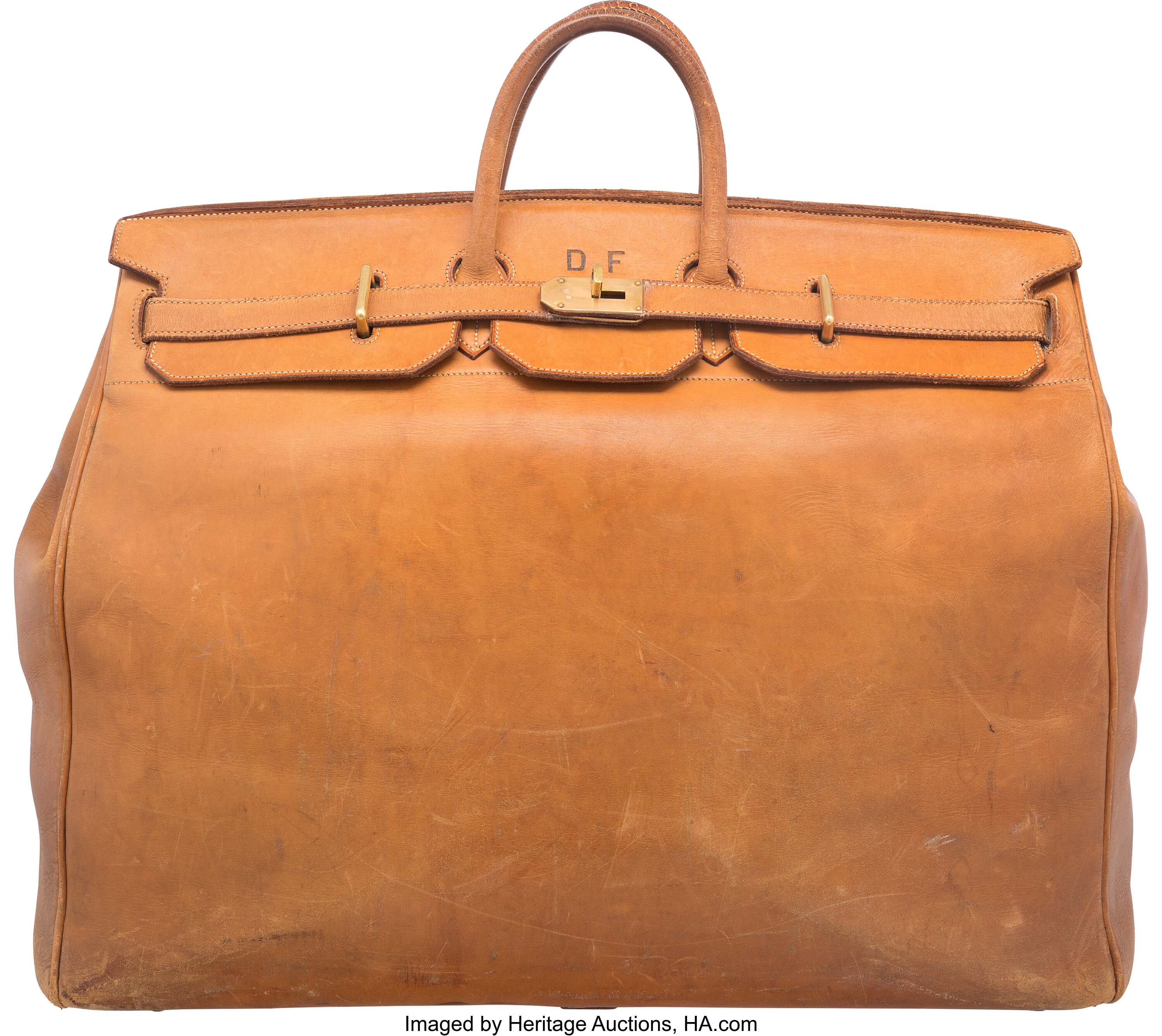 Hermes 35cm Vache Naturelle Leather & Denim Toile Jean Birkin Bag