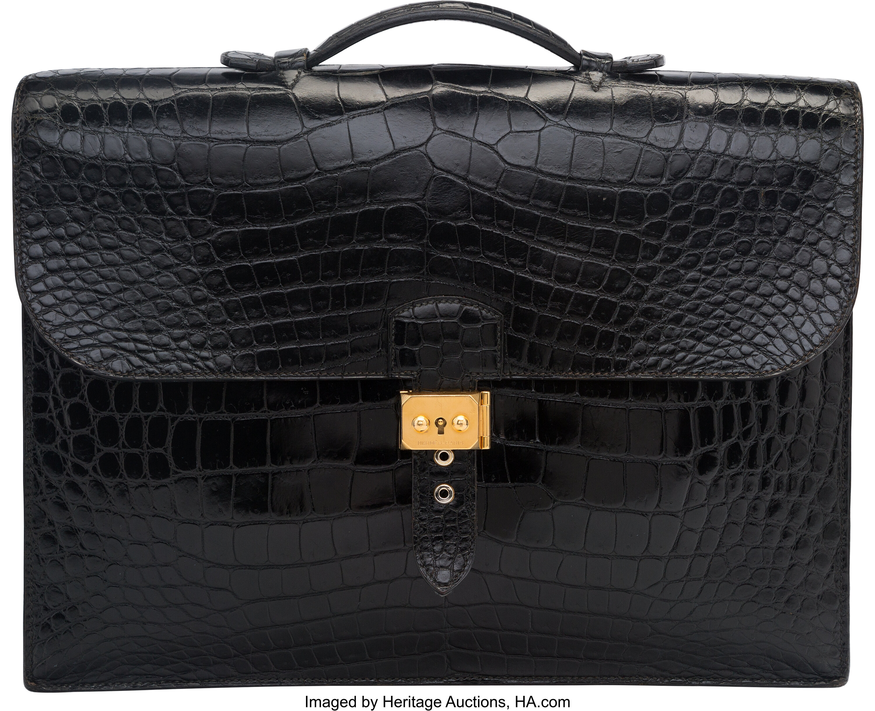 Hermes Sac A Depeche Porosus Crocodile Briefcase 38cm