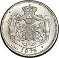 Romania: Carol I 5 Lei 1884-B AU55 NGC, Romania, Lot #31513