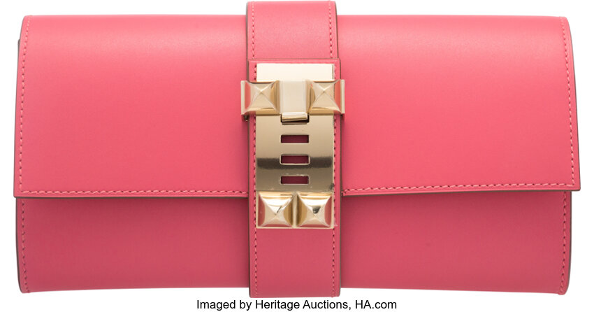 Hermes 23cm Rose Lipstick Tadelakt Leather Gold Plated Medor Clutch Bag -  Yoogi's Closet