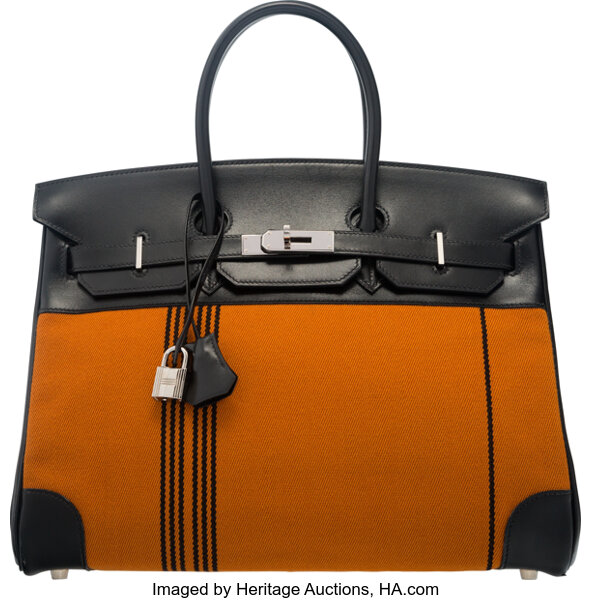 Hermes Birkin Bag Canvas Gold Hardware In Orange