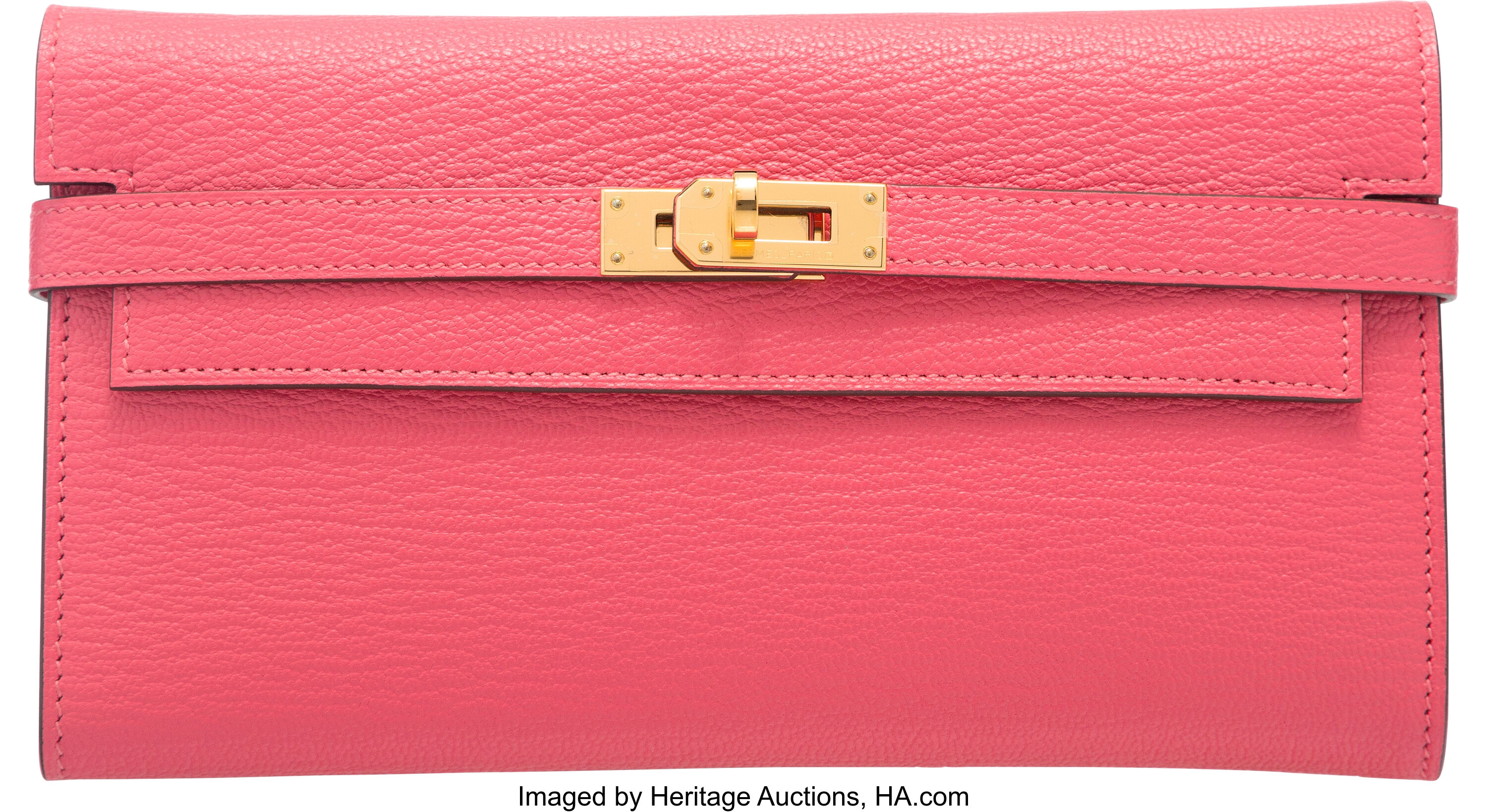 Hermes Rose Azalee Epsom Leather Silk'In Long Wallet - Yoogi's Closet