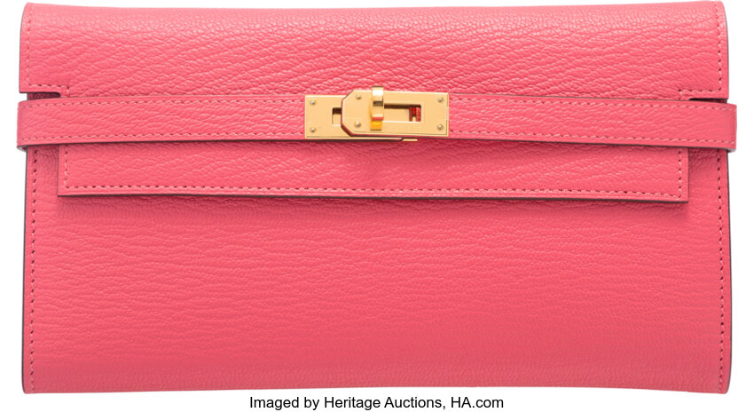 Hermès Kelly Classic Wallet Apricot Rose Azalee Epsom PHW - Klueles