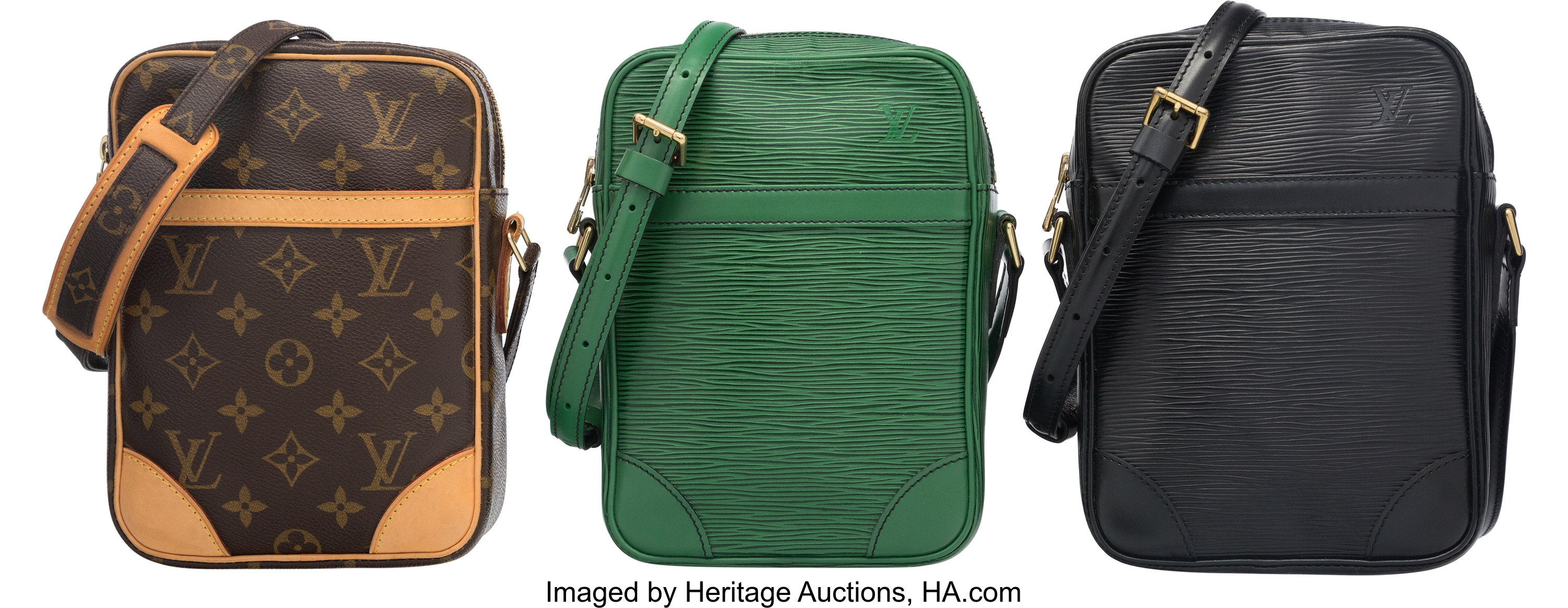 Sold at Auction: Louis Vuitton, LOUIS VUITTON GREEN EPI LEATHER DANUBE BAG