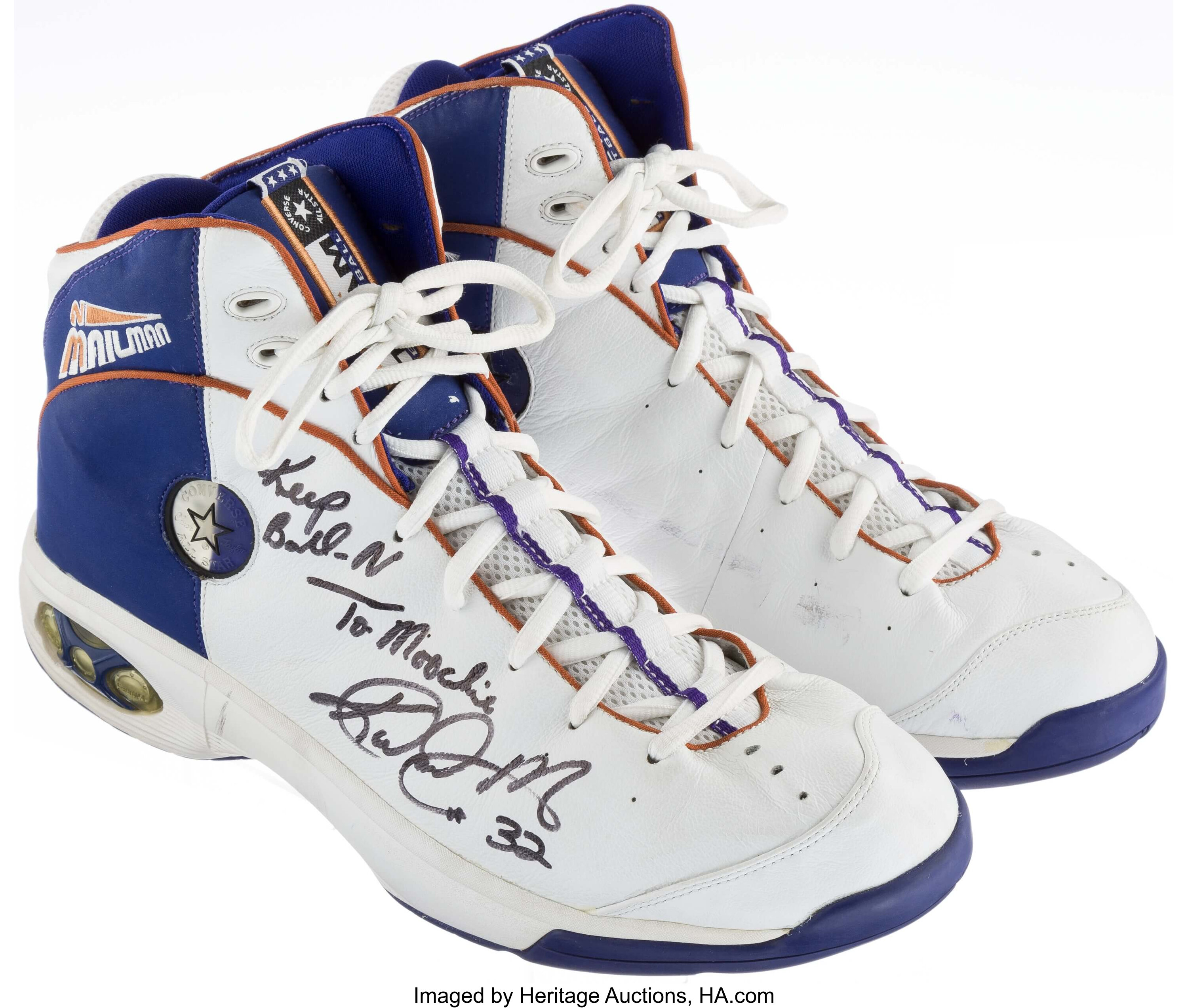 2001 Karl Malone Game Worn, Signed Utah Jazz Sneakers.... | Lot #41193 |  Heritage Auctions