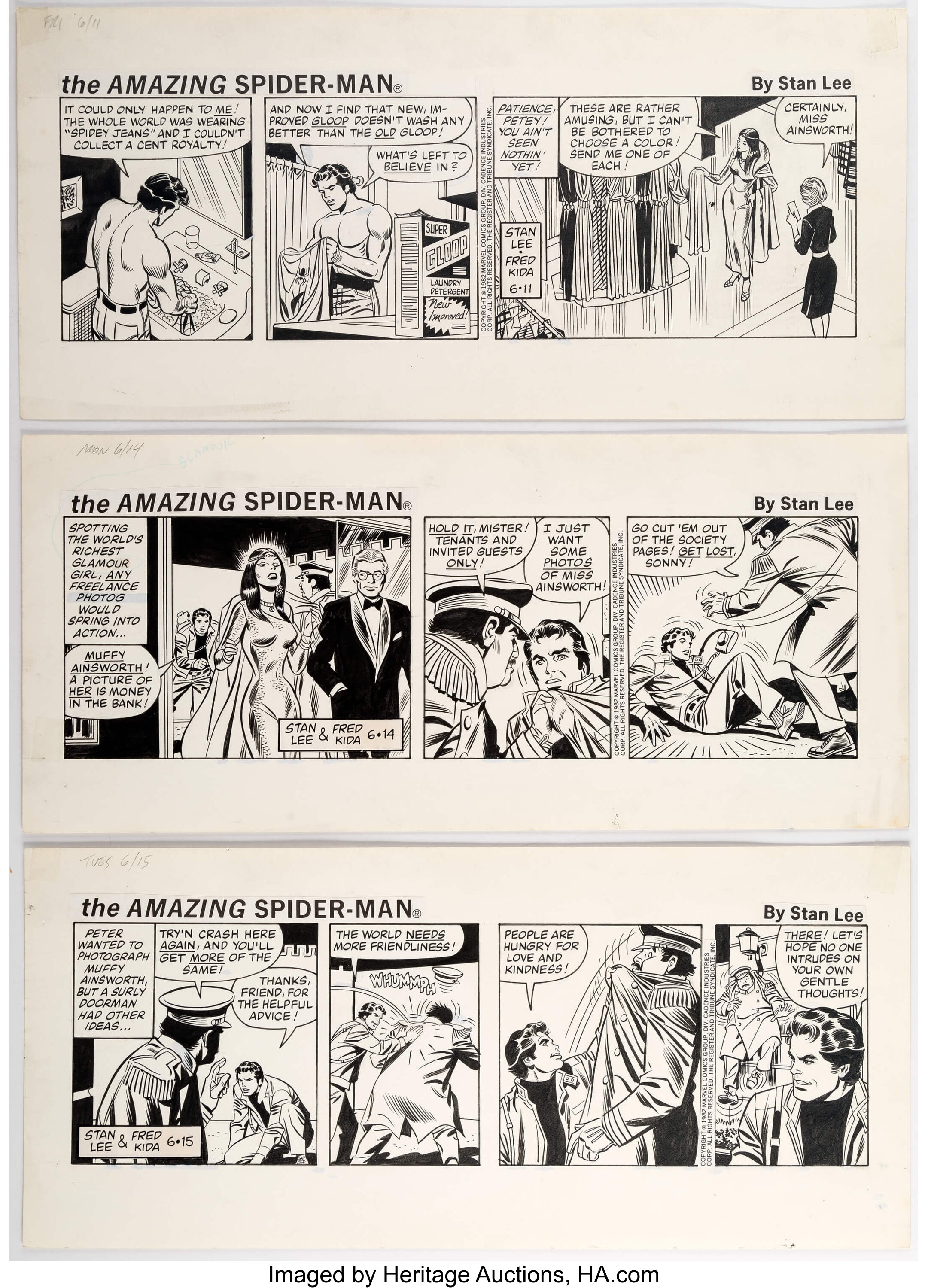 Fred Kida The Amazing Spider-Man Daily Comic Strip Original Art | Lot ...