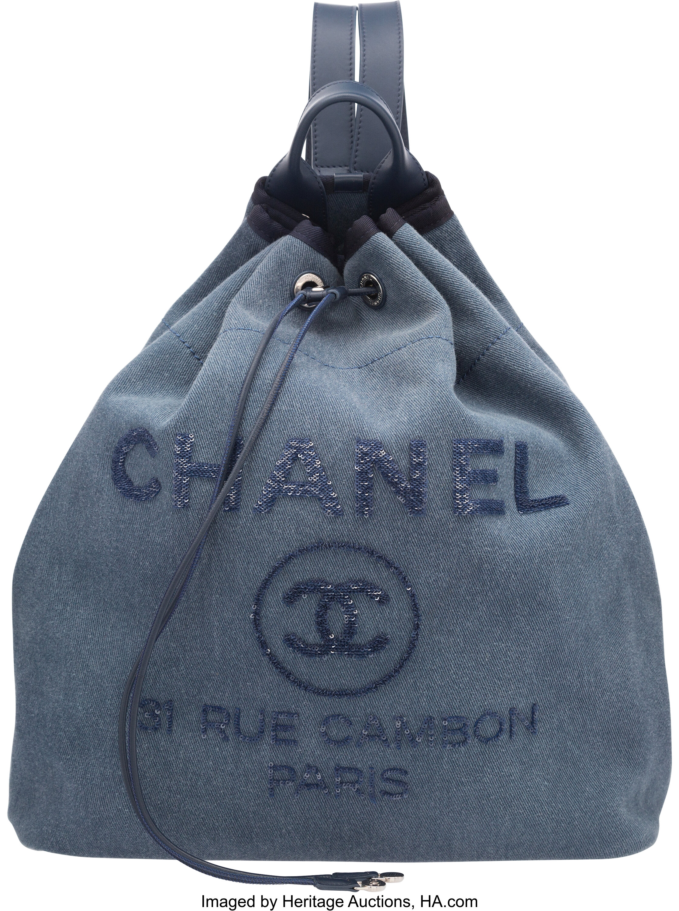 Chanel Blue Canvas & Sequin Backpack Bag. Excellent to Pristine, Lot  #58026