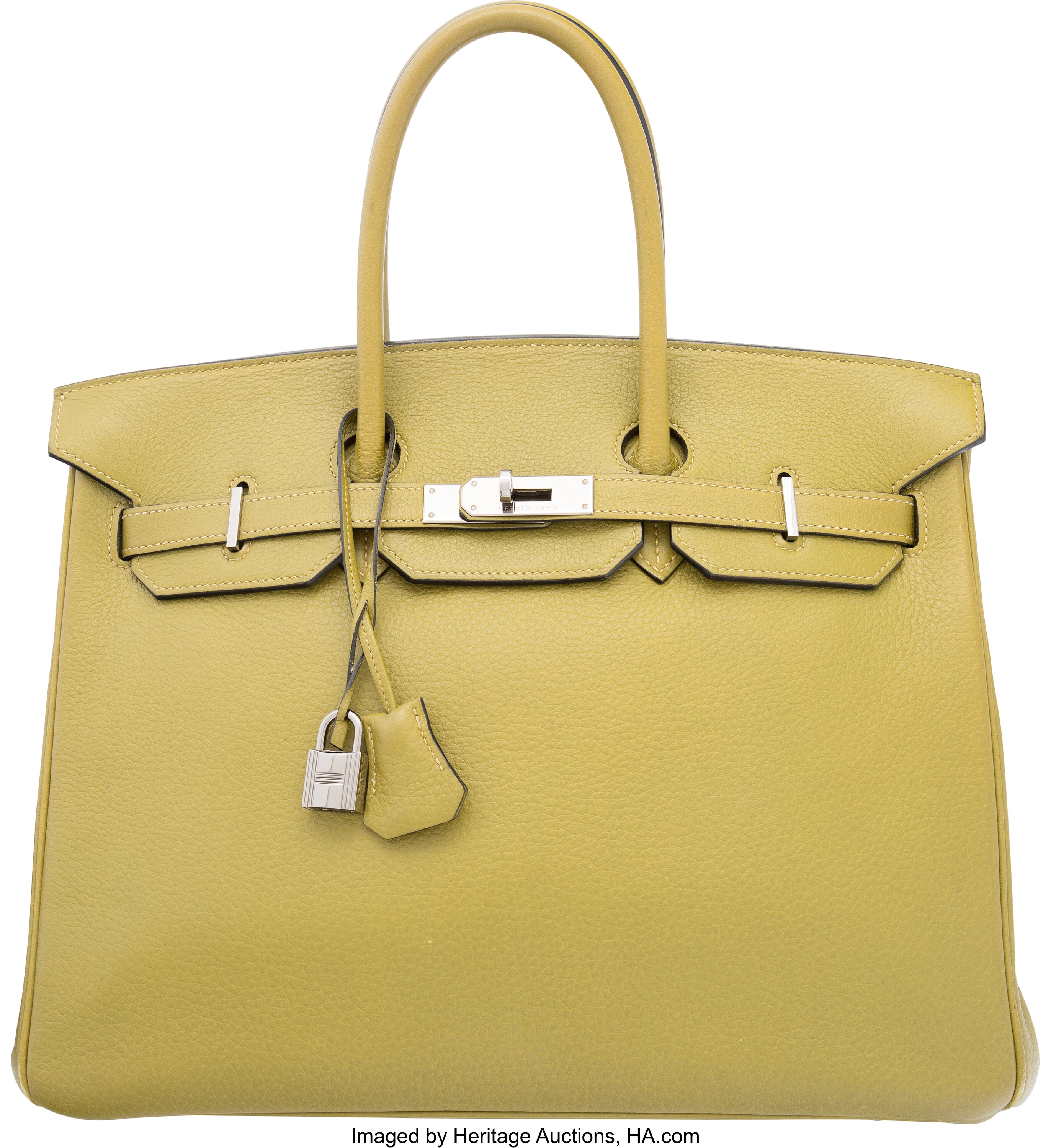 A VERT CHARTREUSE CLÉMENCE LEATHER BIRKIN 35 WITH PALLADIUM