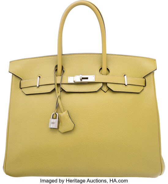 Hermes Clemence Leather 35 CM Birkin bag Vert Chartreuse with