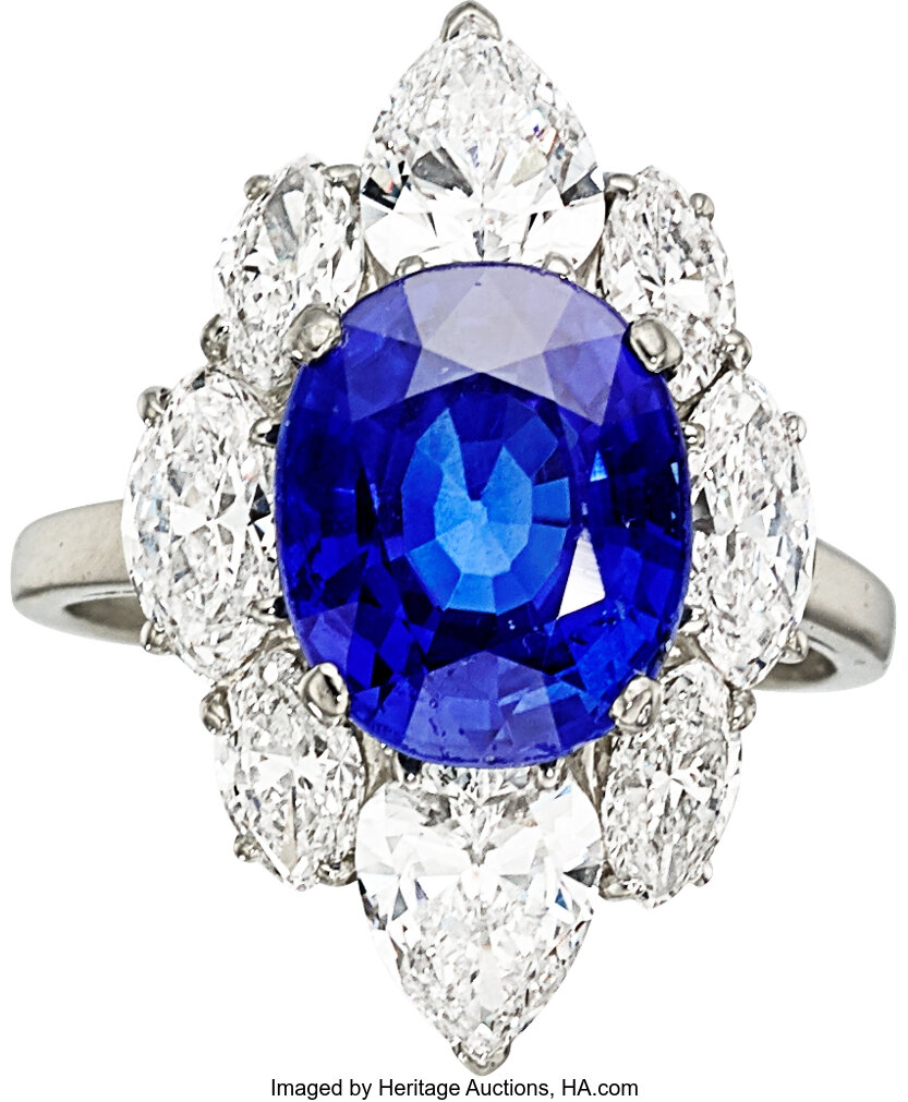 Burma Sapphire, Diamond, Platinum Ring, Bvlgari. Estate Jewelry