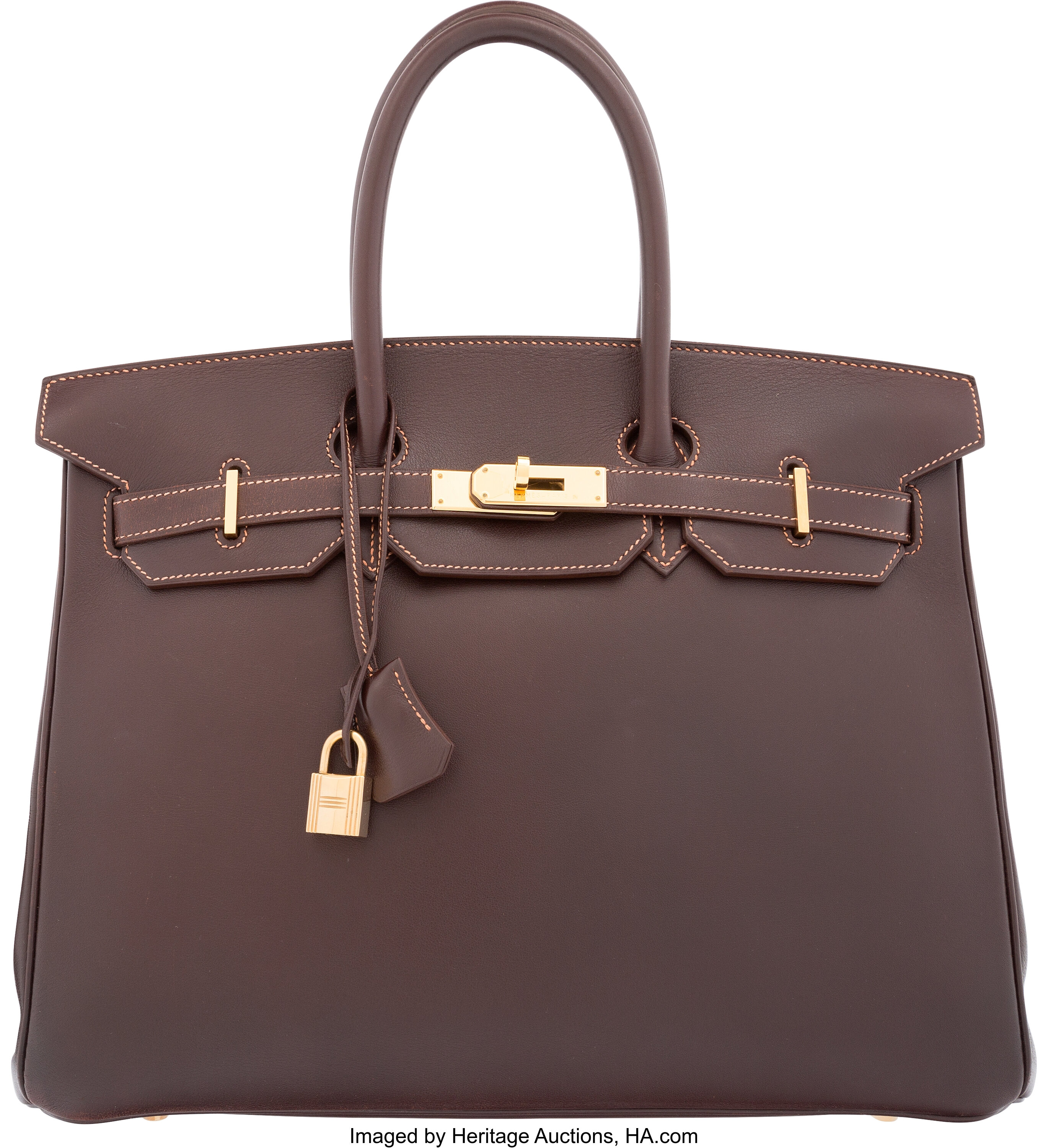 Hermes 32cm Havane Evergrain Leather Gold Hardware HAC Birkin Bag