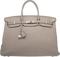 Hermes 40cm Gris Tourterelle Clemence Leather Birkin Bag with Gold, Lot  #56136