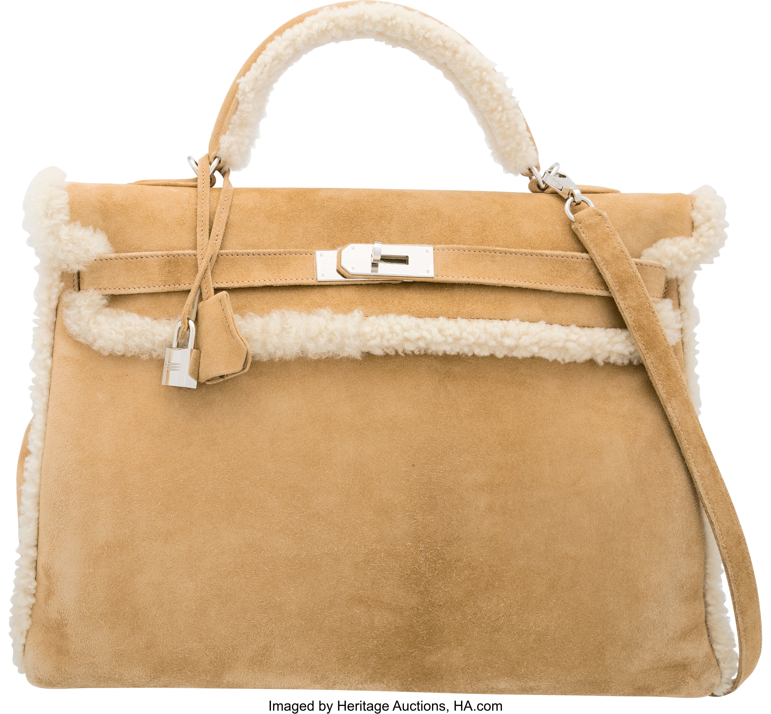 Sold at Auction: AUTHENTIC HERMES MOUTON FUR, VEAU CRISPE TOGO BUM BAG