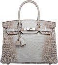 Hermes 40cm Gris Tourterelle Clemence Leather Birkin Bag with Gold, Lot  #56136