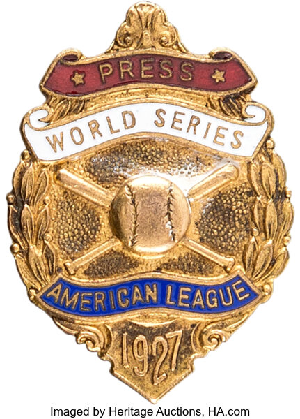 1927 World Series Press Pin (New York Yankees).  Baseball