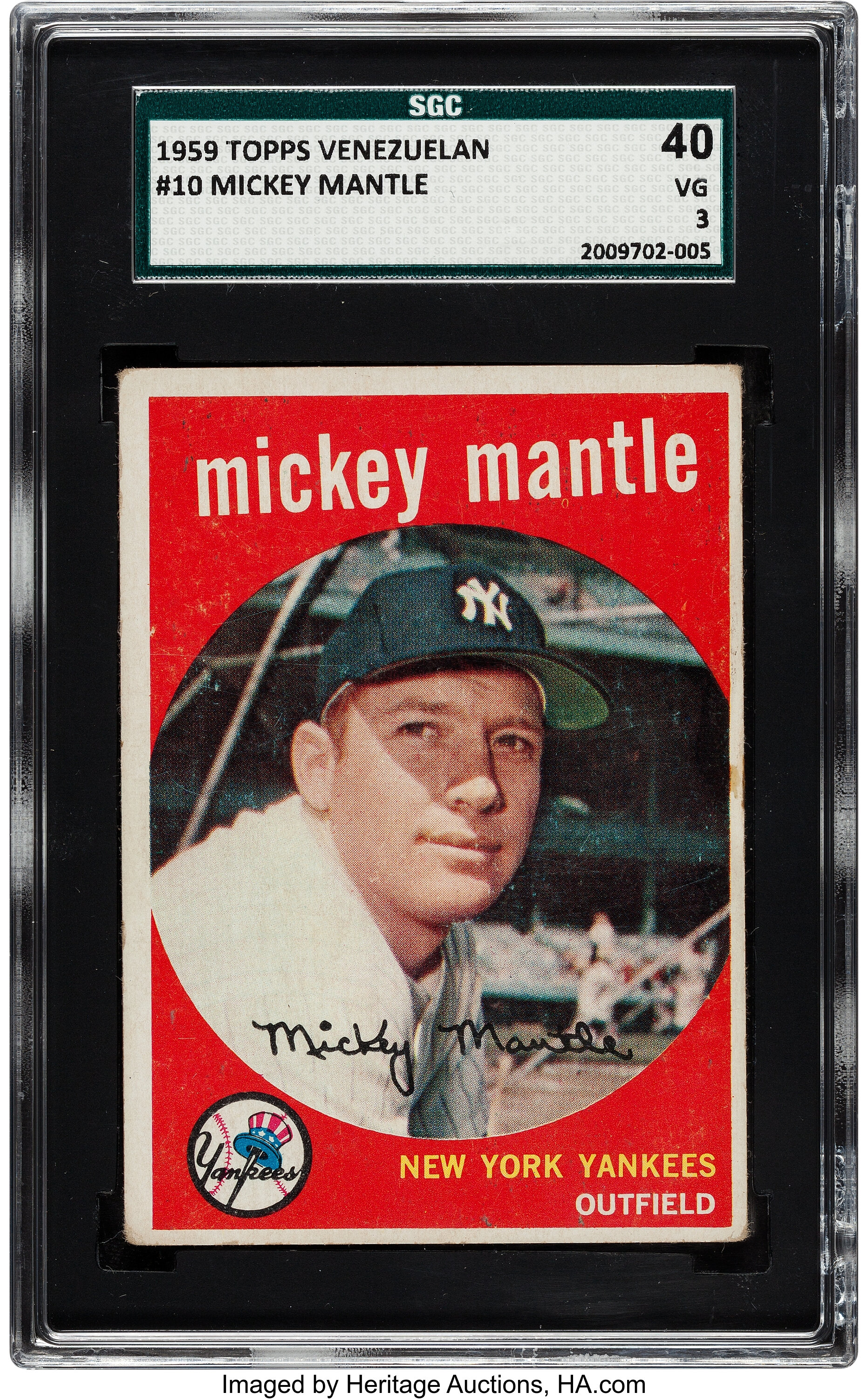 1959 Topps Baseball Card #10 Mickey Mantle New York Yankees