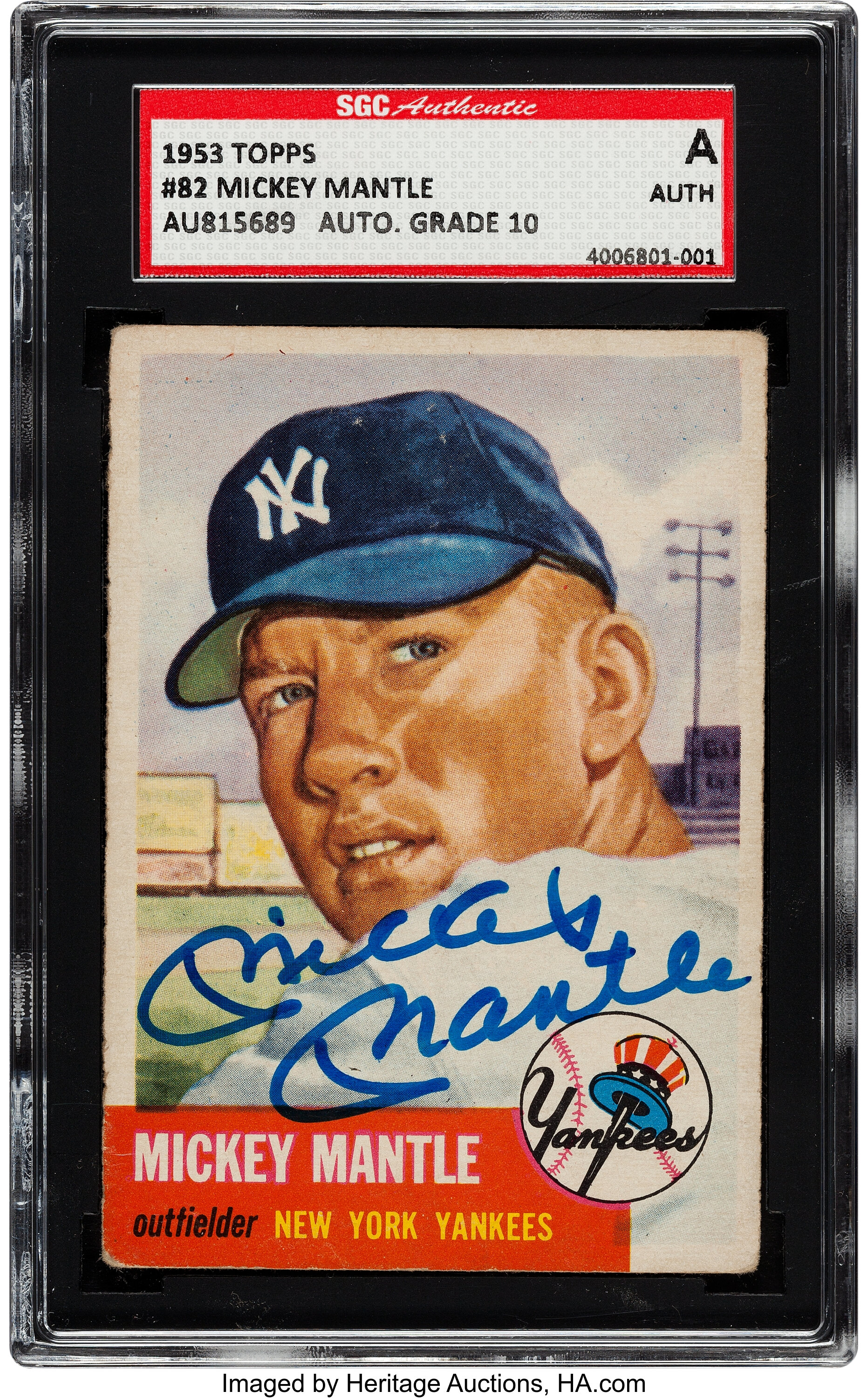 Sold at Auction: Mickey Mantle autographed 1953 Topps Baseball card  (PSA/DNA 9).