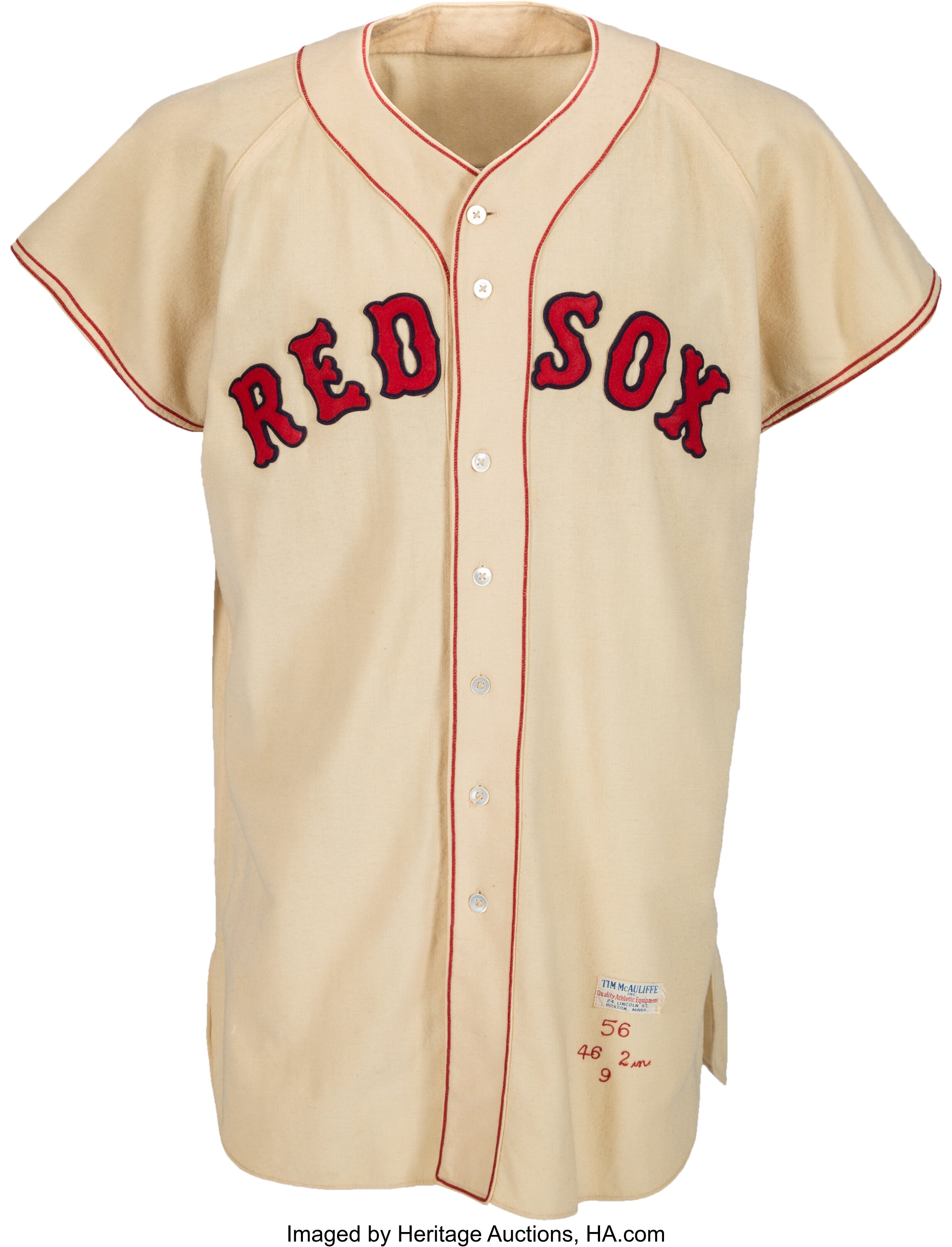 1956 Ted Williams Game Worn Boston Red Sox Jersey, MEARS A7