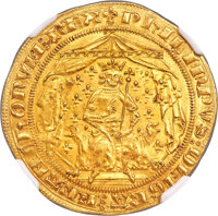 France: Phillippe VI (1328-1350) gold Pavillon d'or MS64 NGC