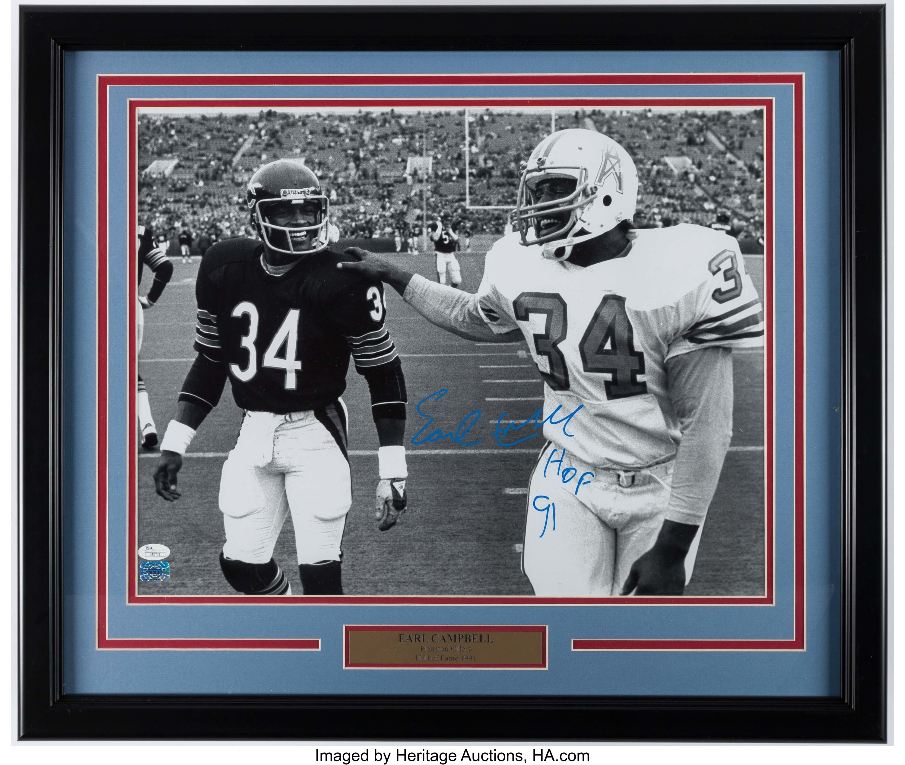 Earl Campbell Signed Houston Oilers Jersey (JSA COA) Hall of Fame Runn –