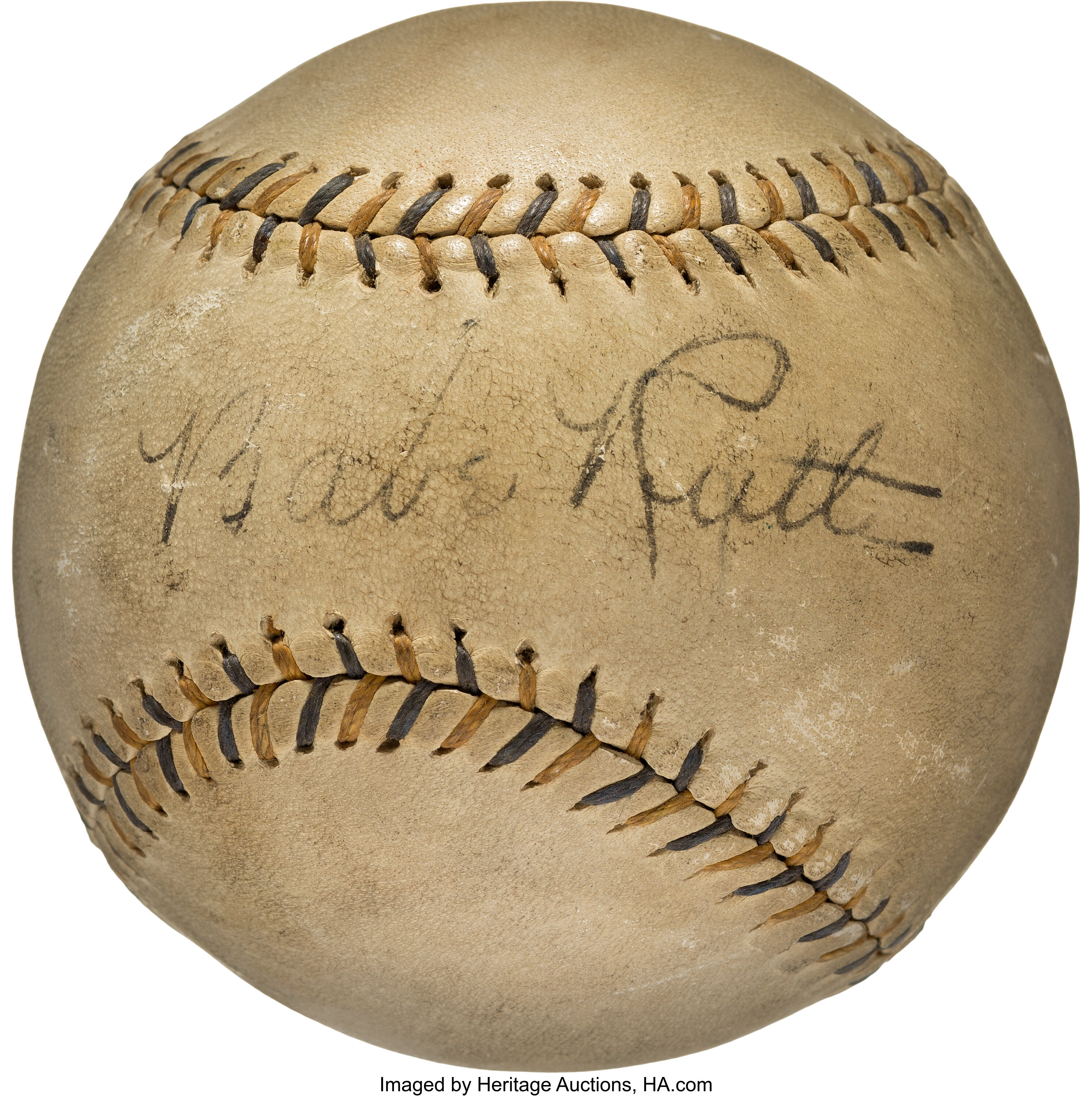 1920's Babe Ruth Single Signed Baseball..  Baseball Collectibles, Lot  #50001