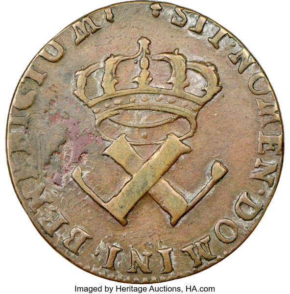 1722 1 H 9den French Colonies 9 Deniers La Rochelle Mint W 115 Lot Heritage Auctions