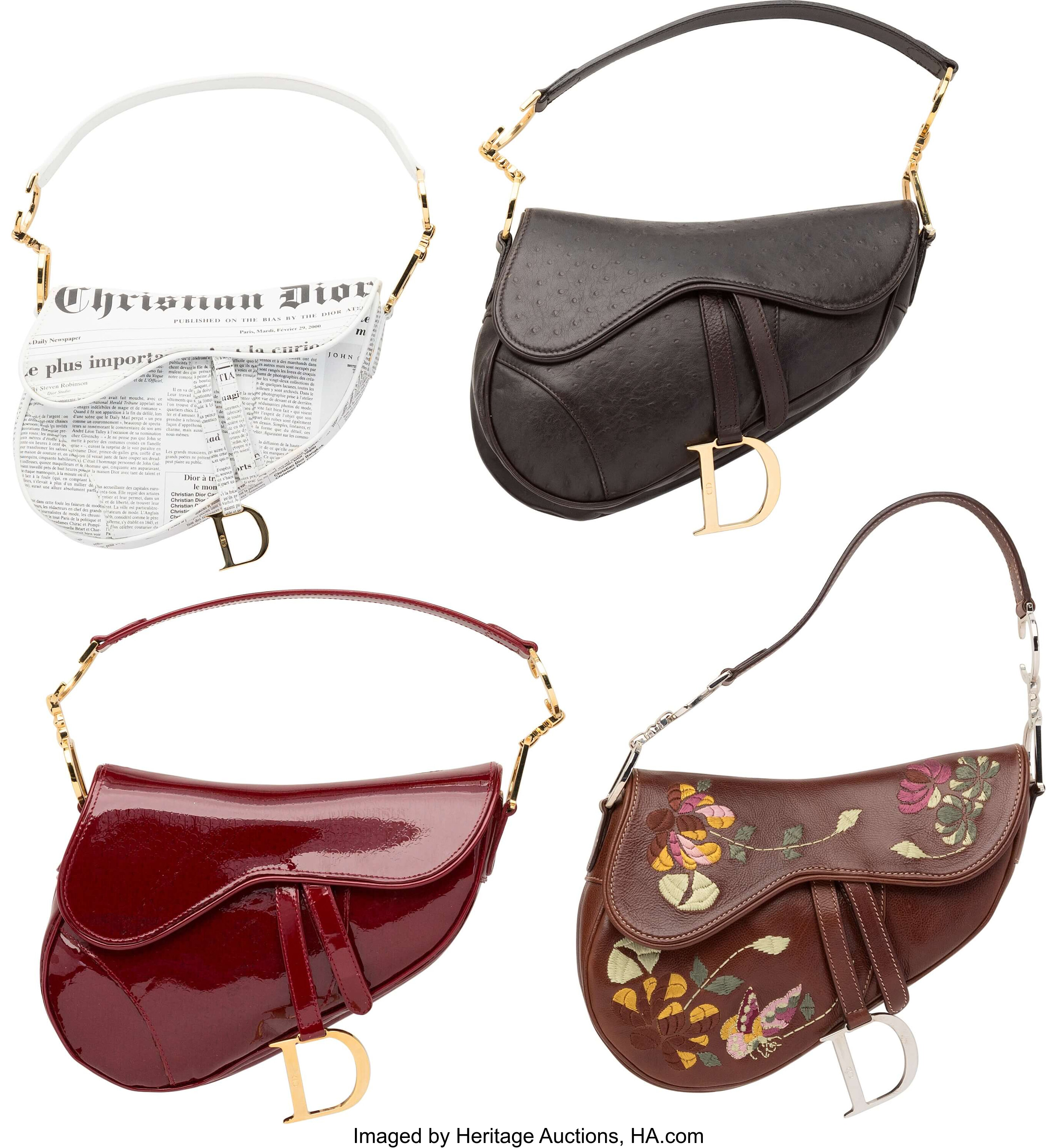 Dior newsprint best sale saddle bag