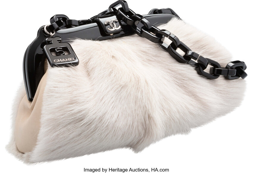 Chanel white fur bag online