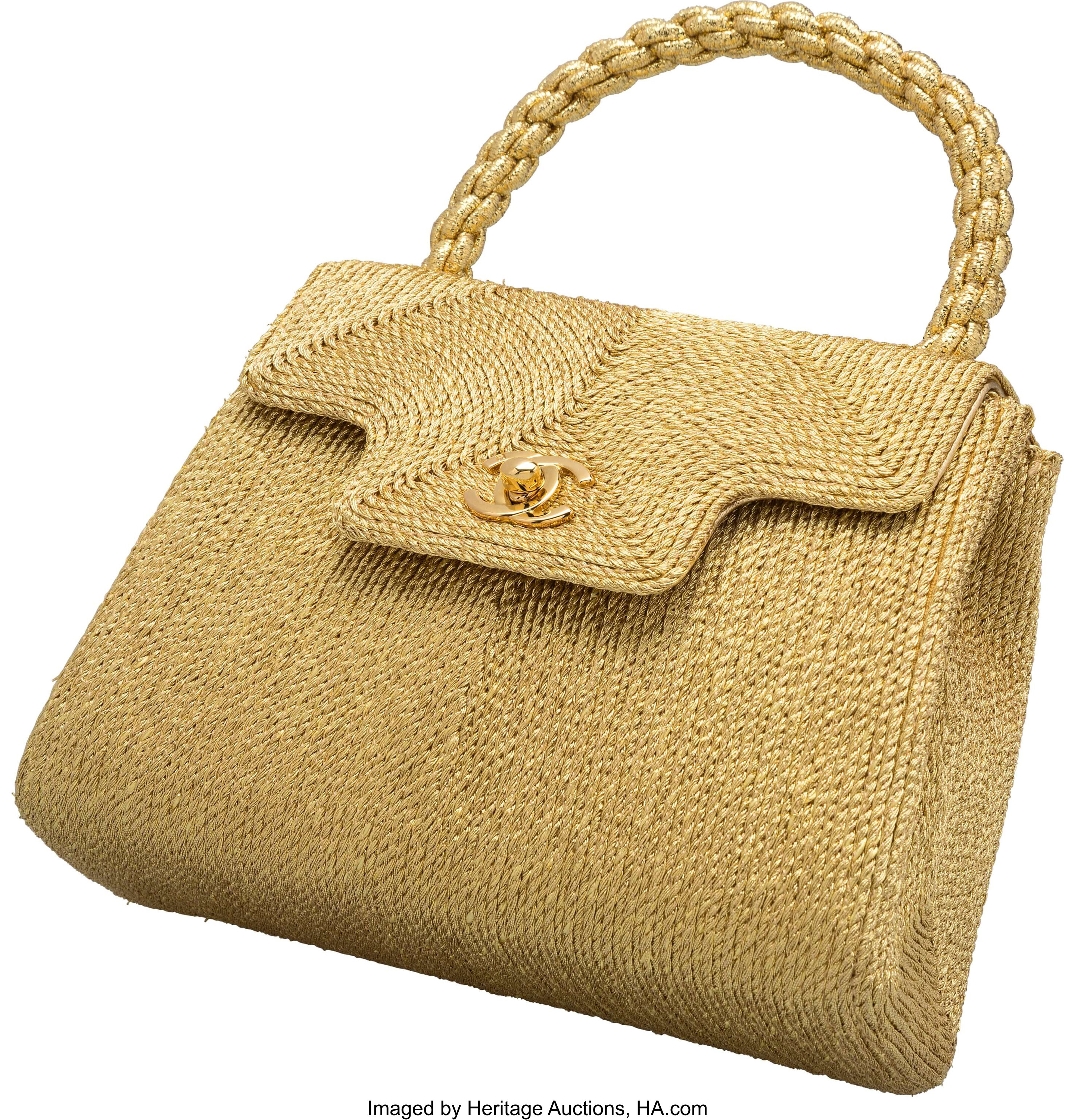 Chanel Bag in Fabric with Gold Metal Chain For Sale at 1stDibs