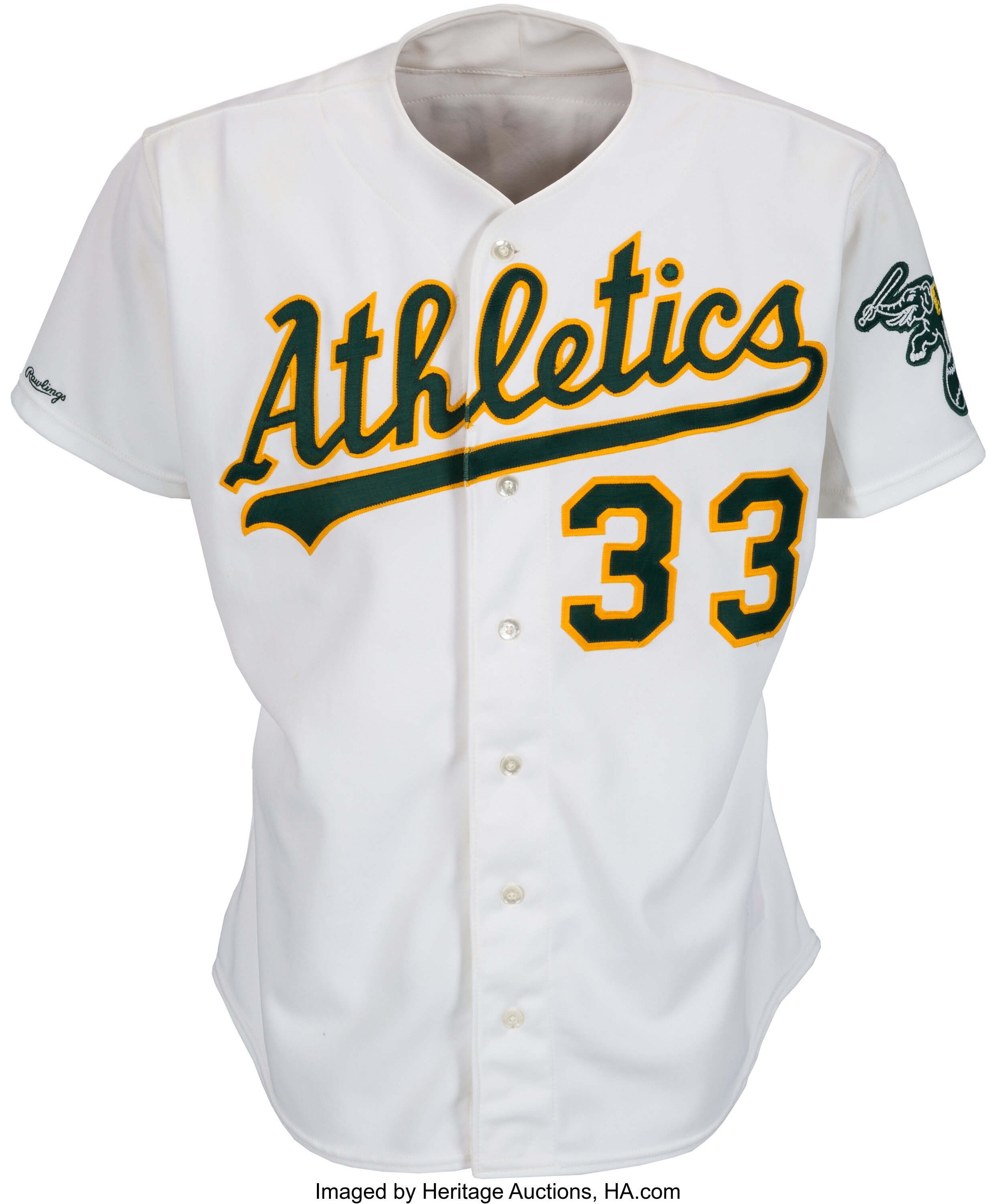 Jose Canseco Signed Oakland A's (Athletics) White Jersey Batting
