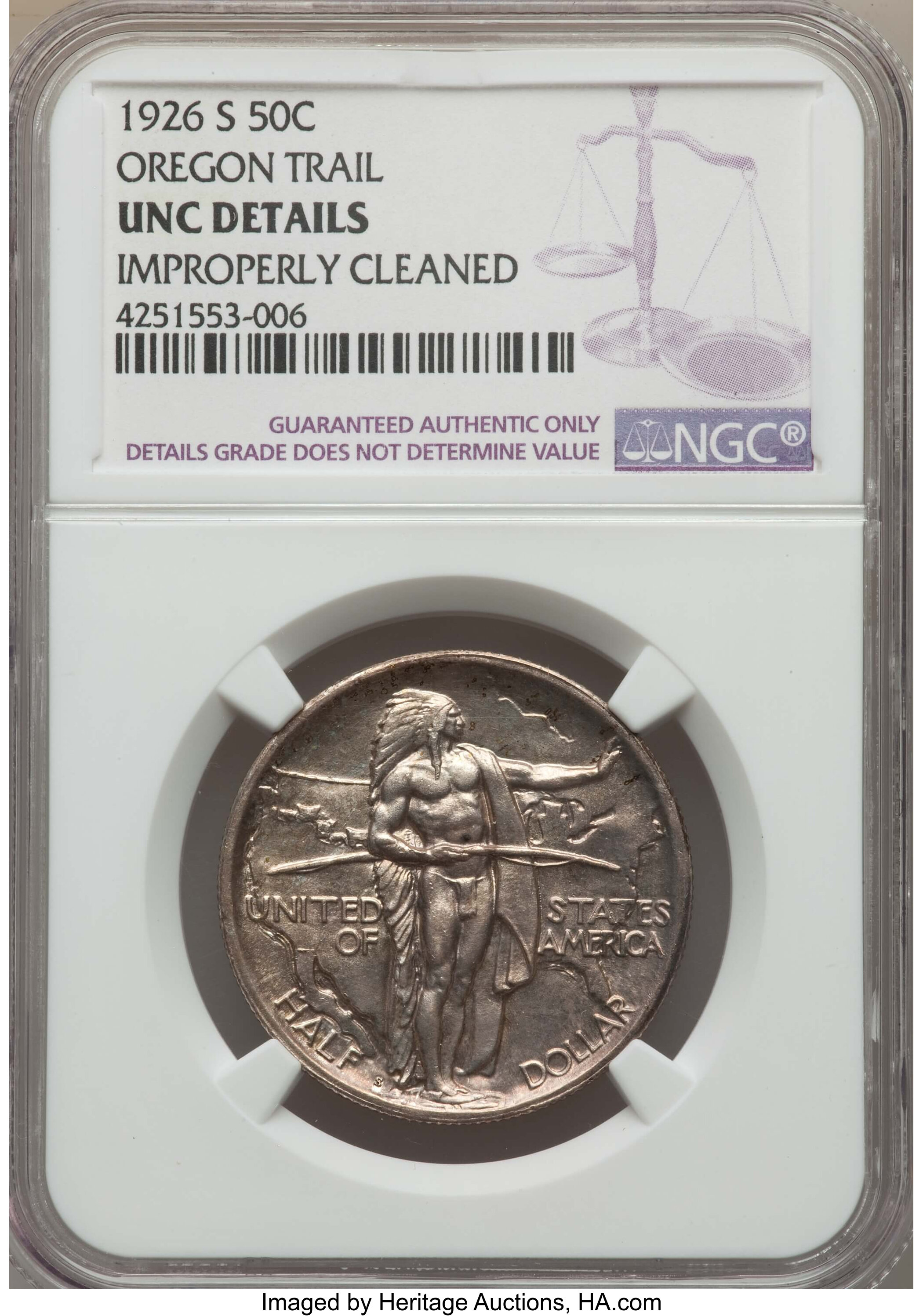 【爆買い！】 -- Cleaned Improperly -- Oregon 50C 1926-S Details UNC NGC. その他