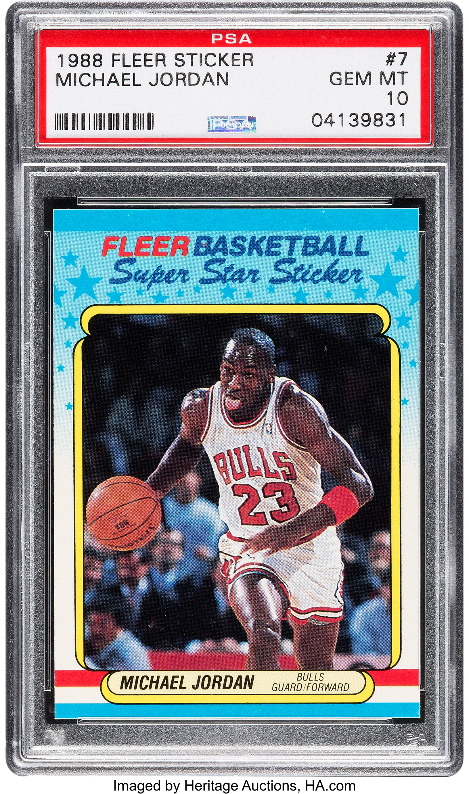 1988 Fleer Sticker Michael Jordan #7 PSA Gem Mint 10