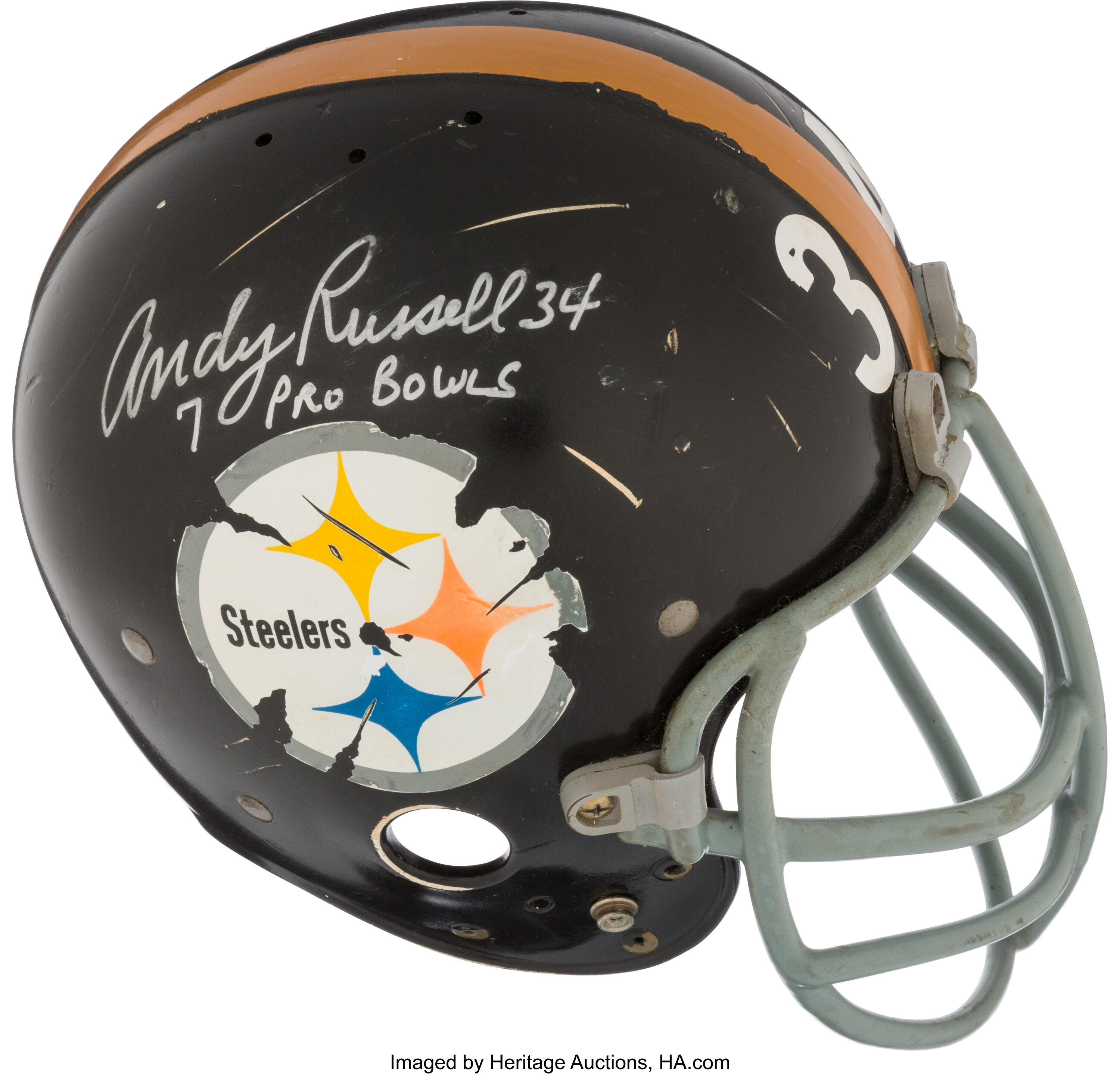 Autographed Pittsburgh Steelers Dermontti Dawson Fanatics Authentic Riddell  VSR4 Mini Helmet with HOF 12 Inscription