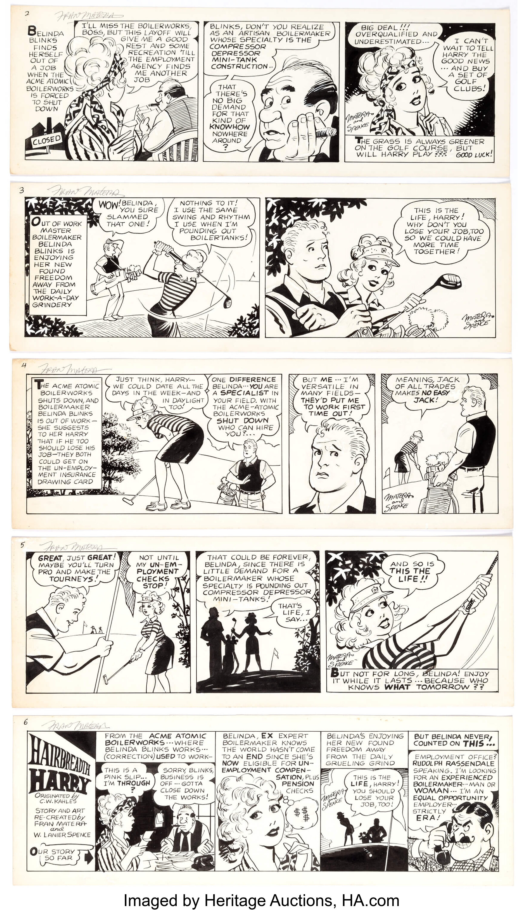 Fran Matera Hairbreadth Harry Daily Comic Strip Original Art Group ...