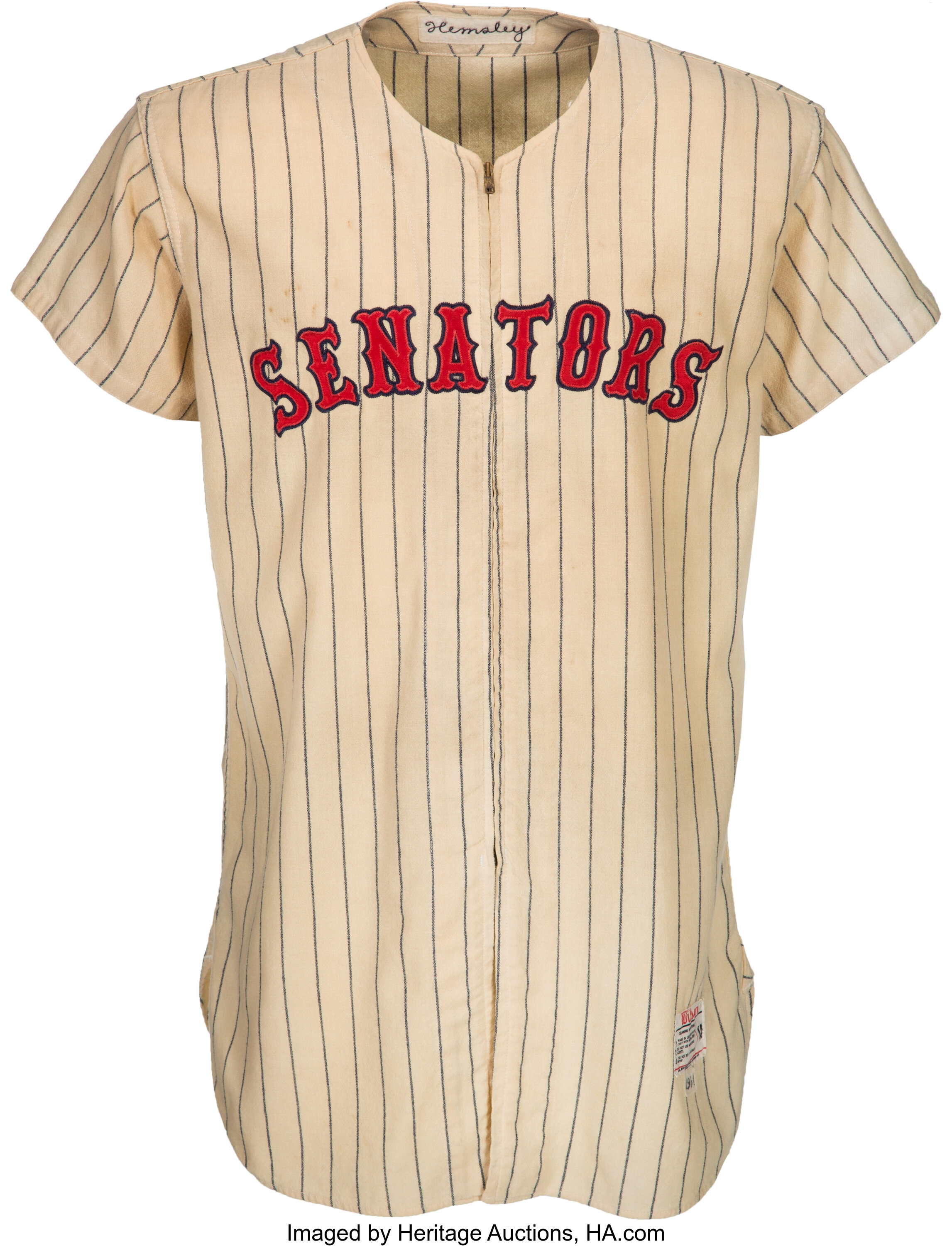 1961 Rollie Hemsley Washington Senators Game Worn Inaugural Season