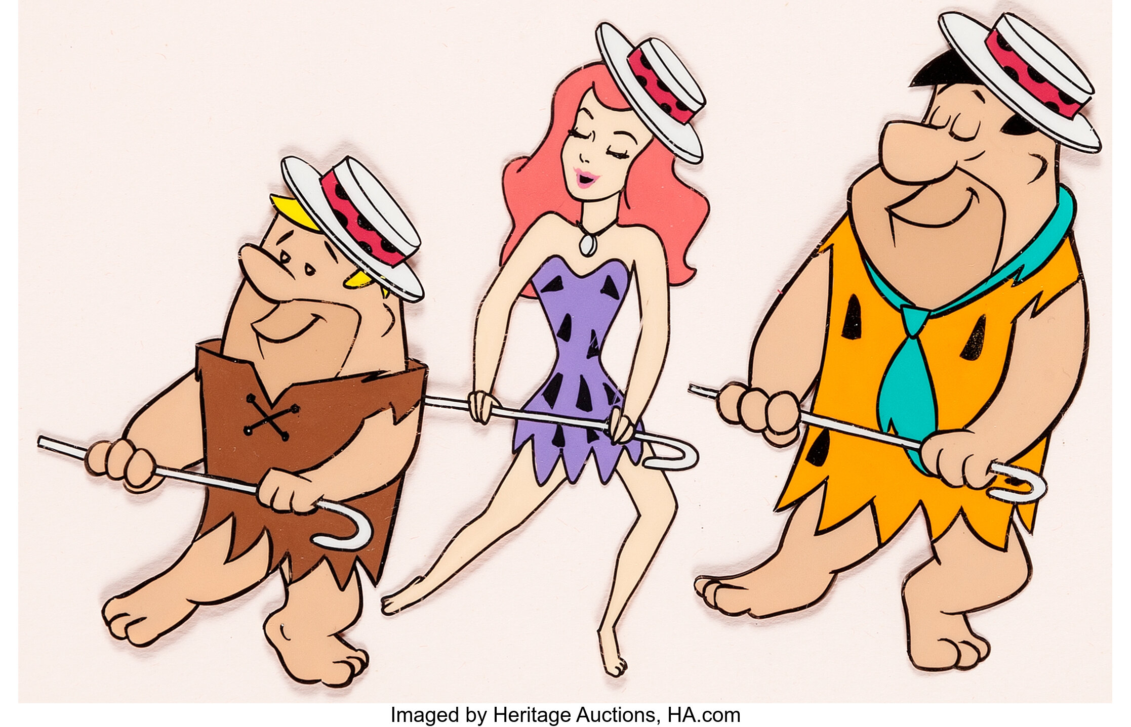 The Flintstones Fred And Barney With Ann Margrock Production Cel Lot 1941
