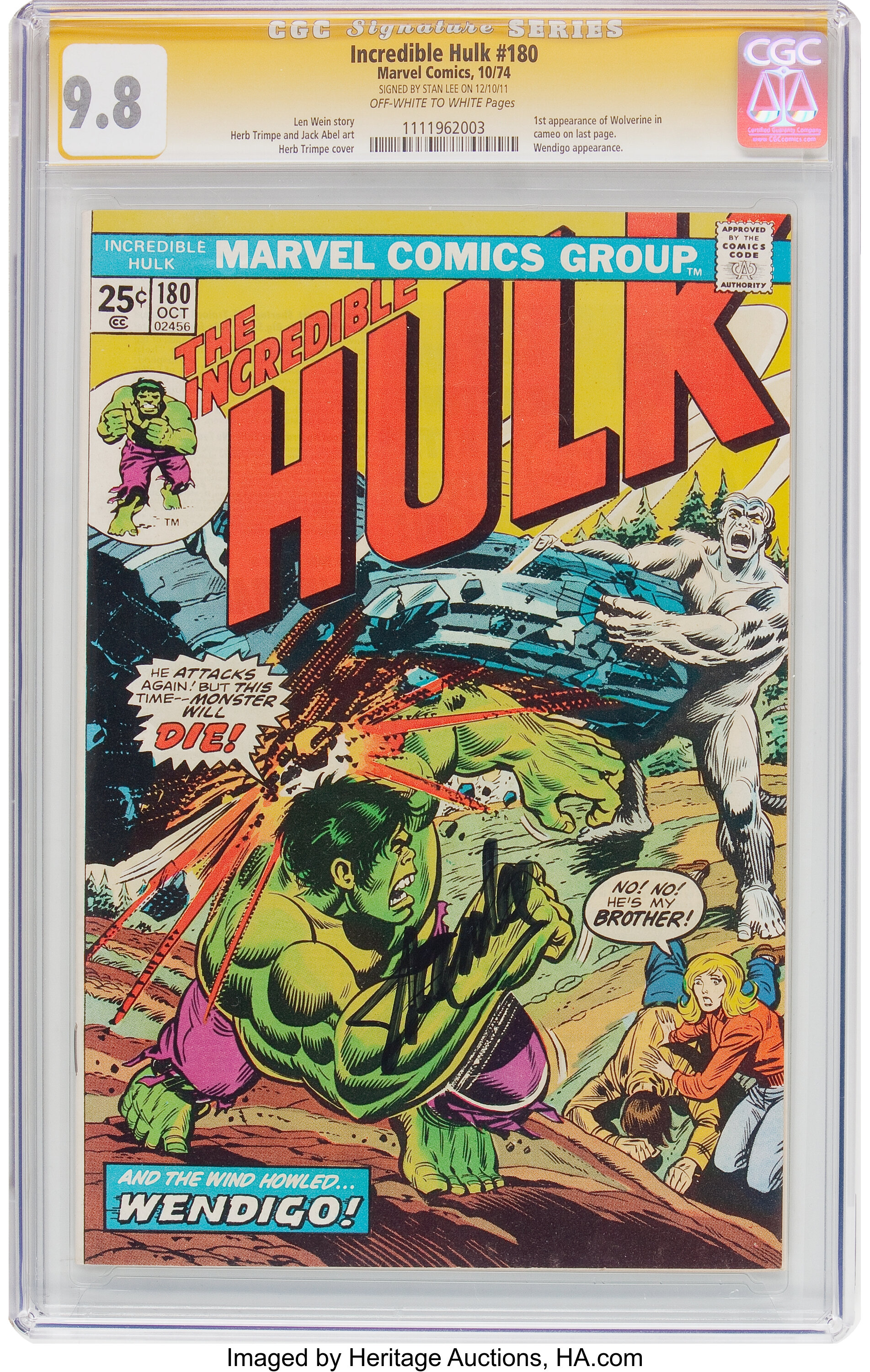 The Incredible Hulk #180 Signature Series (Marvel, 1974) CGC NM/MT ...