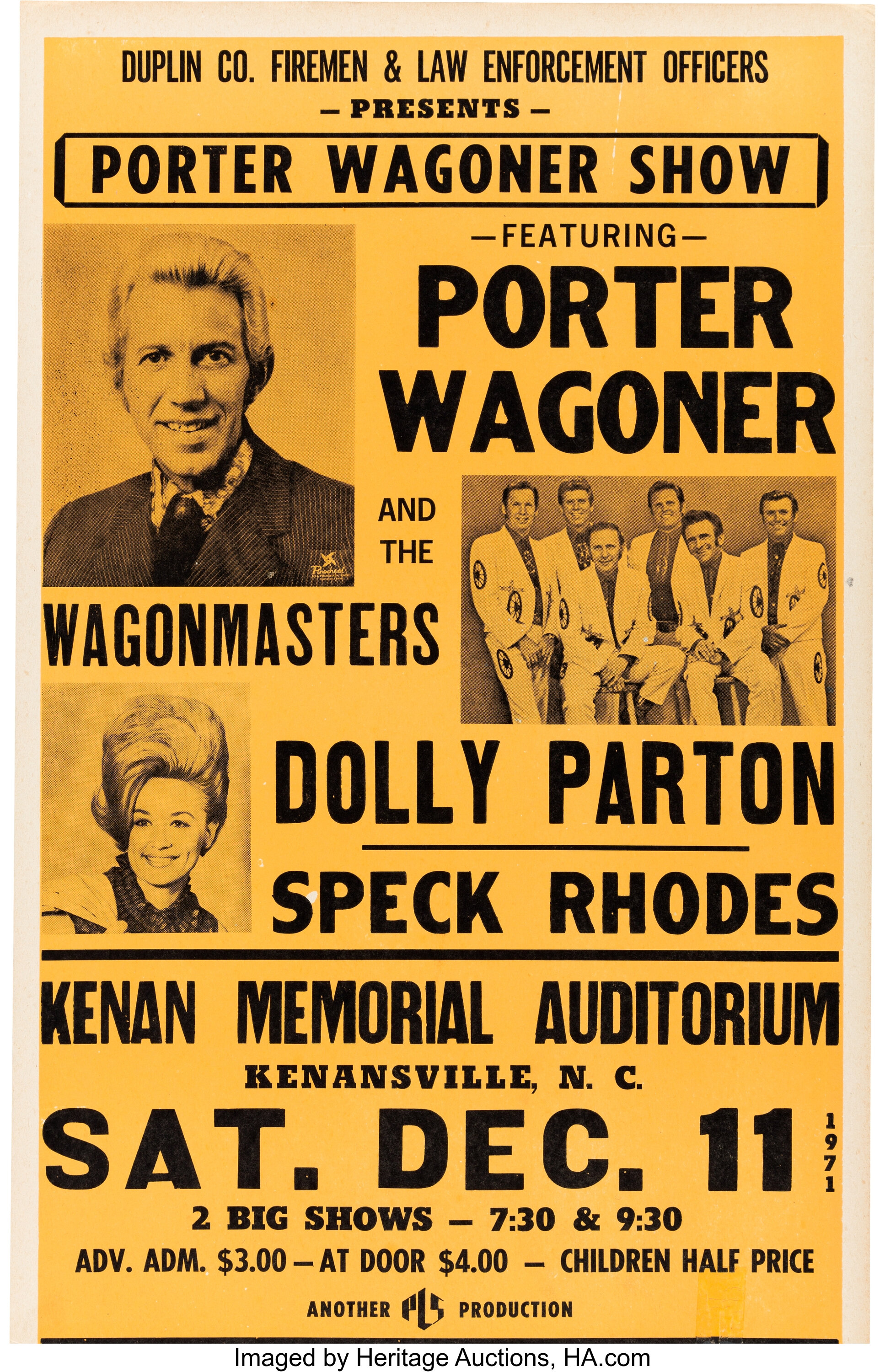 hierarki eksekverbar variabel Dolly Parton/Porter Wagoner Kenan Memorial Auditorium Concert | Lot #89706  | Heritage Auctions